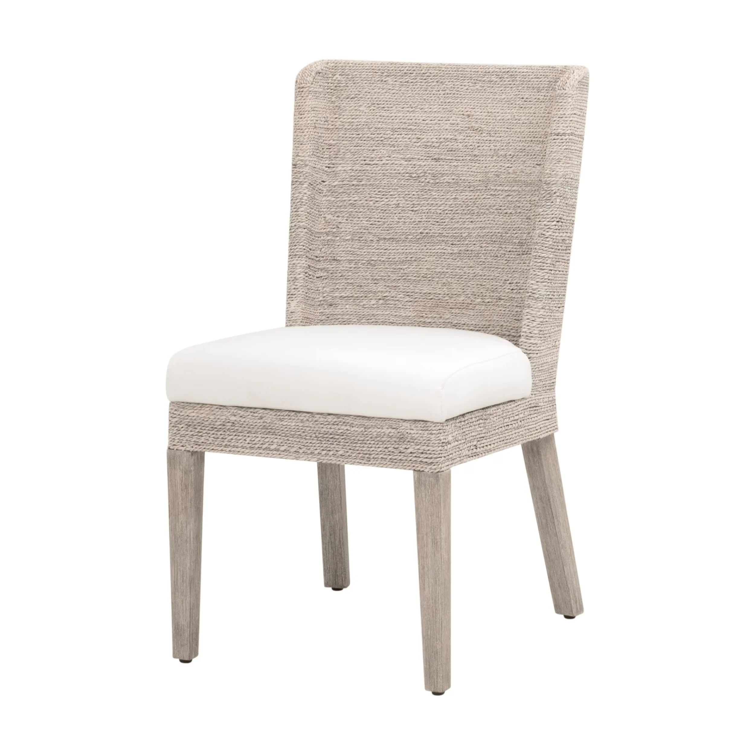 Essentials For Living Isle Dining Chairs ~ White Wash Abaca Rope, LiveSmart Peyton Pearl, Natural Gray Mahogany ~ Set Of Two - Image 2