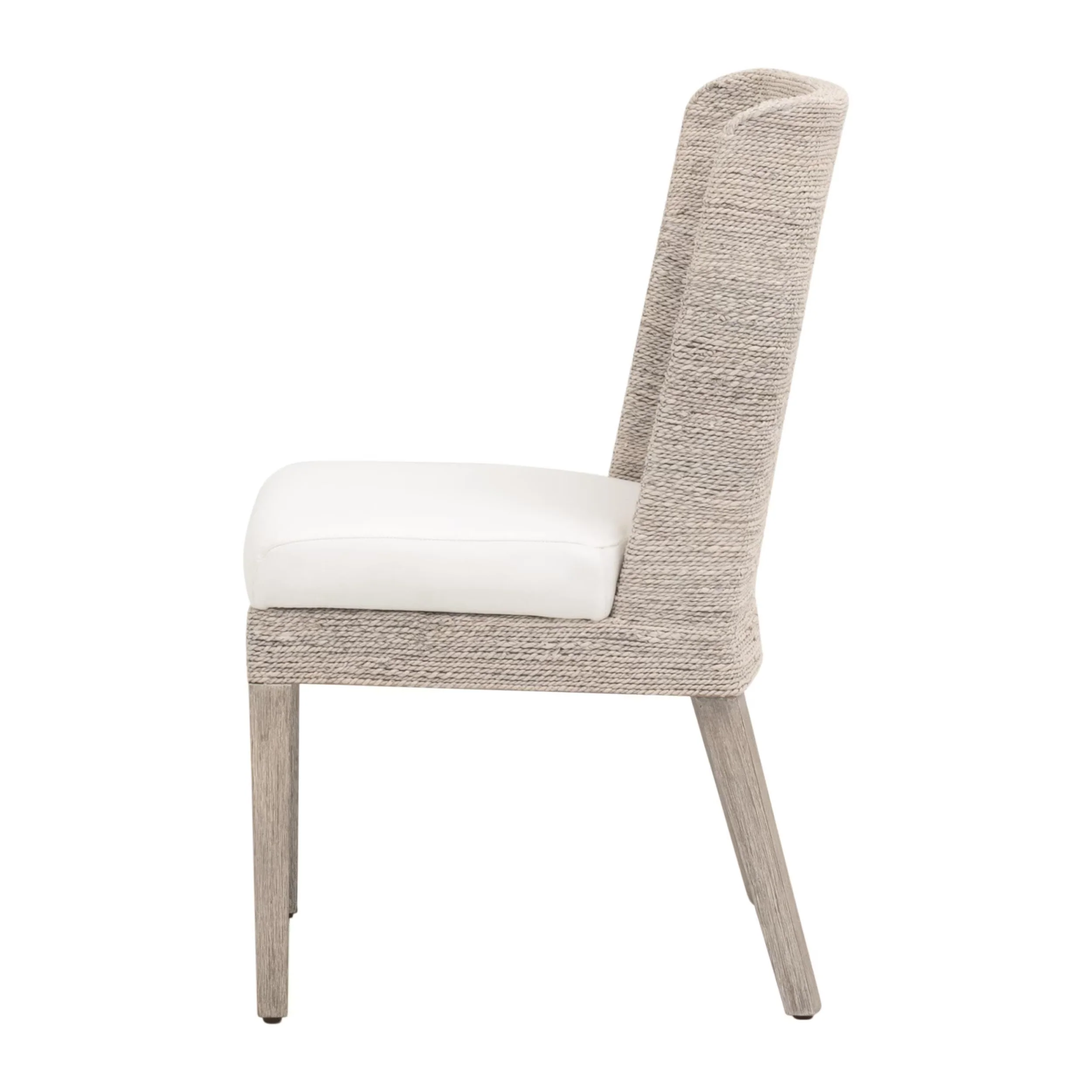 Essentials For Living Isle Dining Chairs ~ White Wash Abaca Rope, LiveSmart Peyton Pearl, Natural Gray Mahogany ~ Set Of Two - Image 3