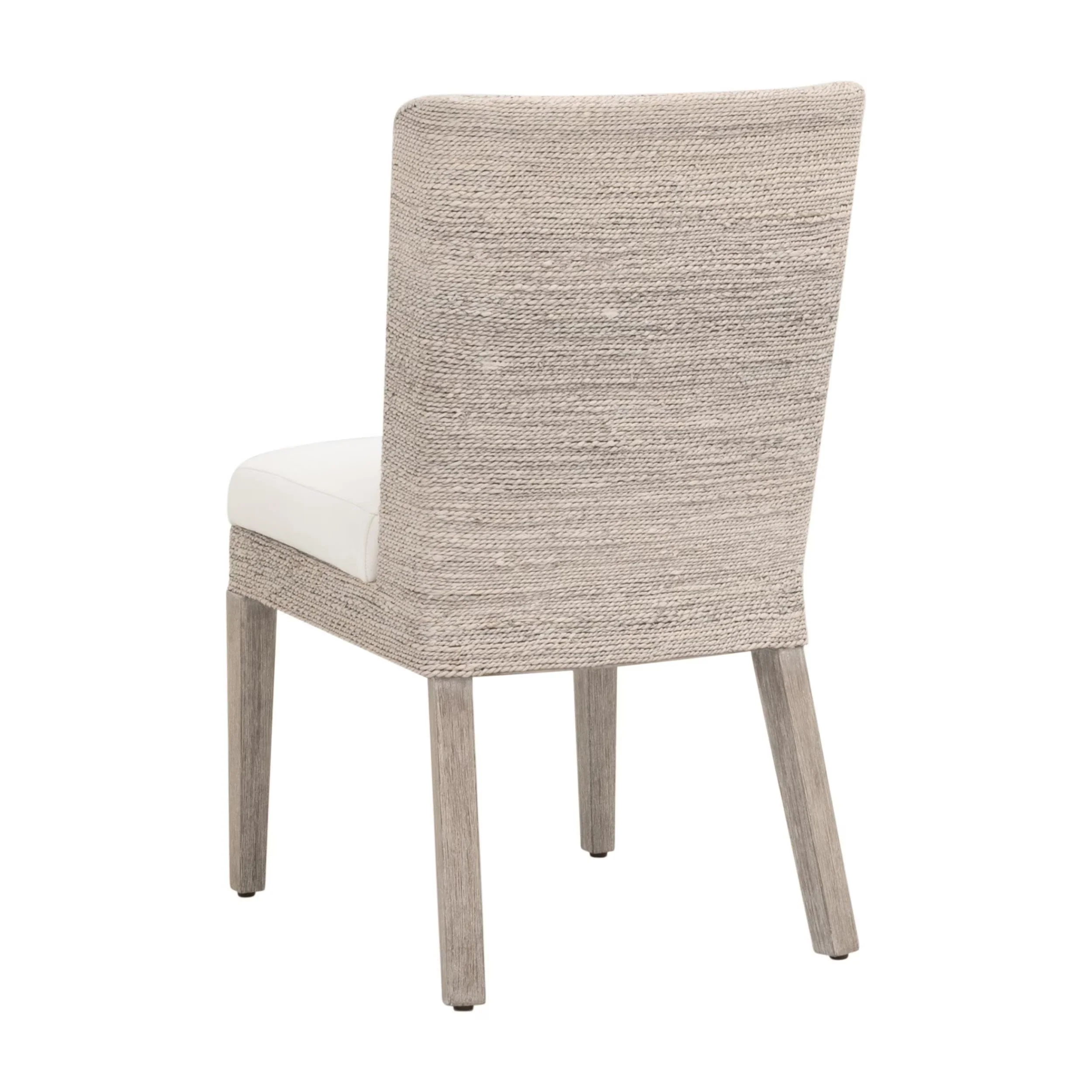Essentials For Living Isle Dining Chairs ~ White Wash Abaca Rope, LiveSmart Peyton Pearl, Natural Gray Mahogany ~ Set Of Two - Image 4