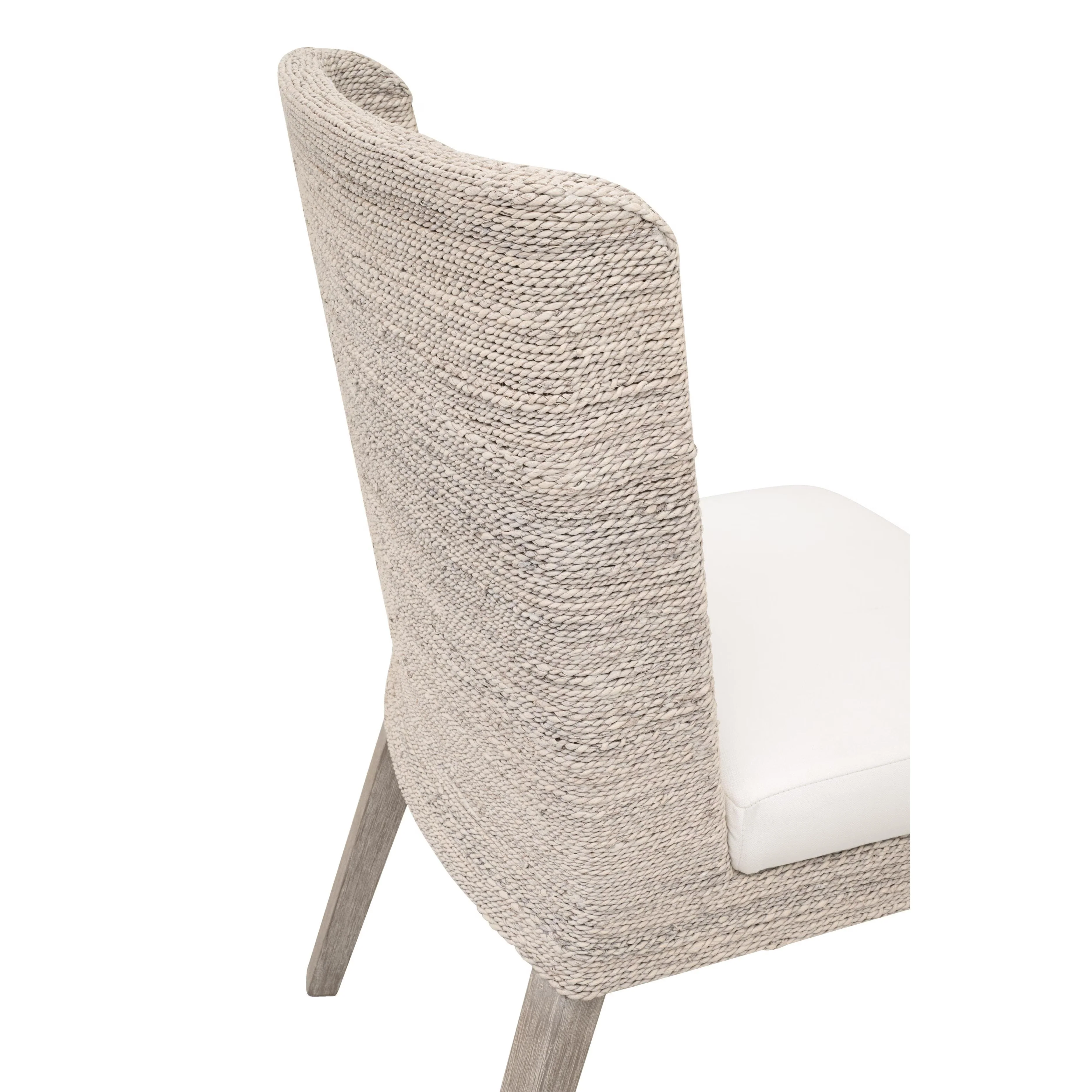 Essentials For Living Isle Dining Chairs ~ White Wash Abaca Rope, LiveSmart Peyton Pearl, Natural Gray Mahogany ~ Set Of Two - Image 6