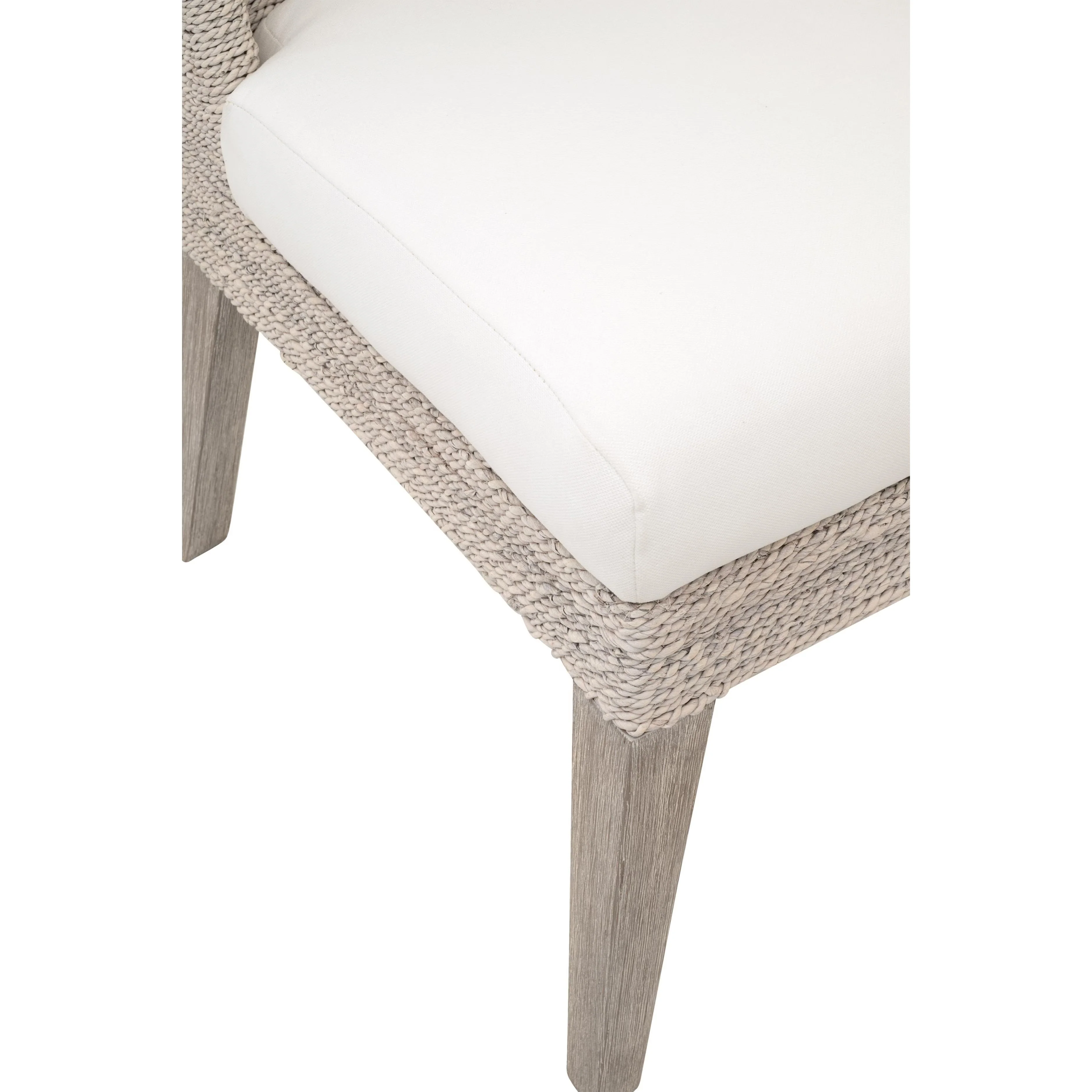 Essentials For Living Isle Dining Chairs ~ White Wash Abaca Rope, LiveSmart Peyton Pearl, Natural Gray Mahogany ~ Set Of Two - Image 7
