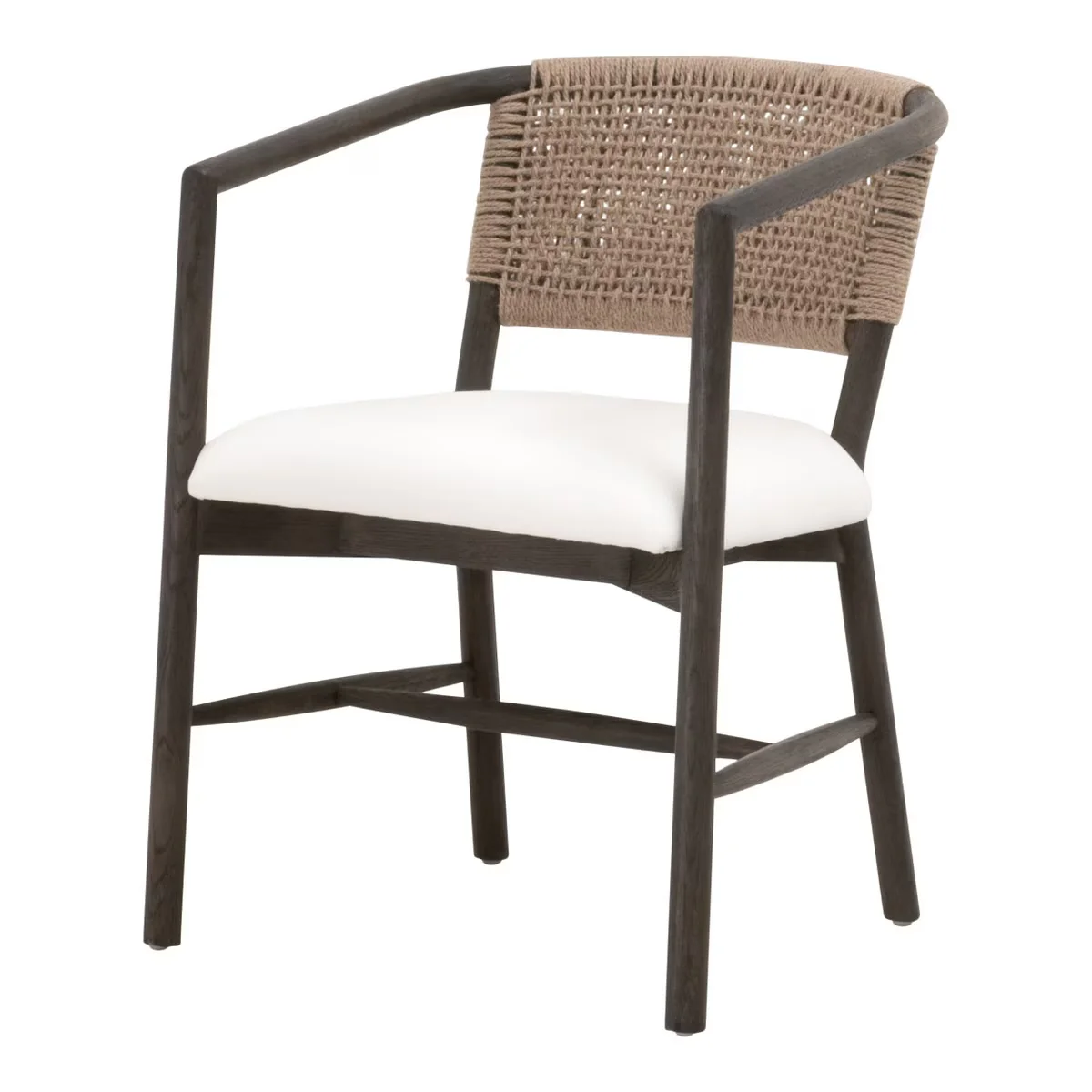 Essentials For Living Juxaposition Accent Chair~ LiveSmart Peyton-Pearl, Matte Brown Oak, Jute Twine - Image 2