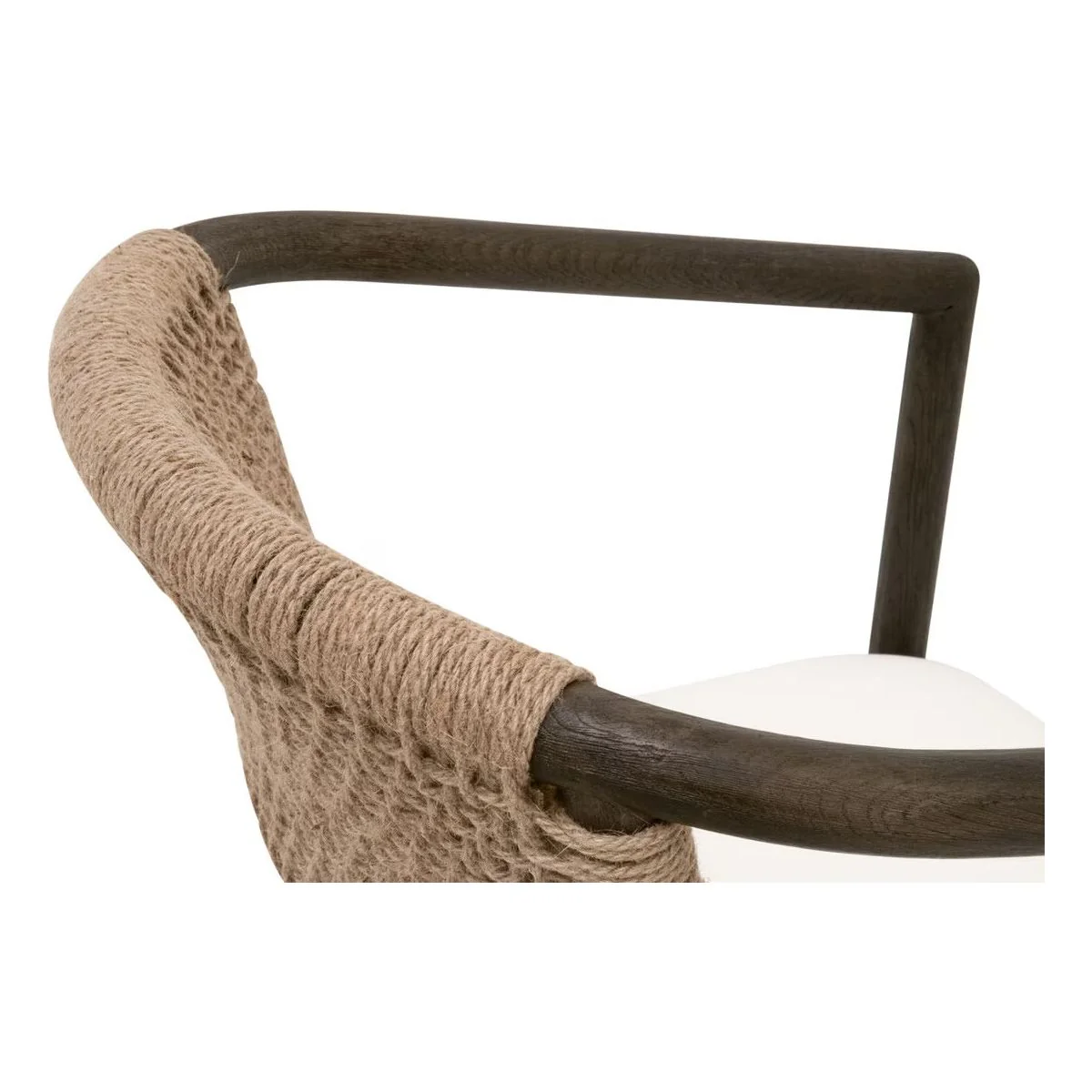 Essentials For Living Juxaposition Accent Chair~ LiveSmart Peyton-Pearl, Matte Brown Oak, Jute Twine - Image 7