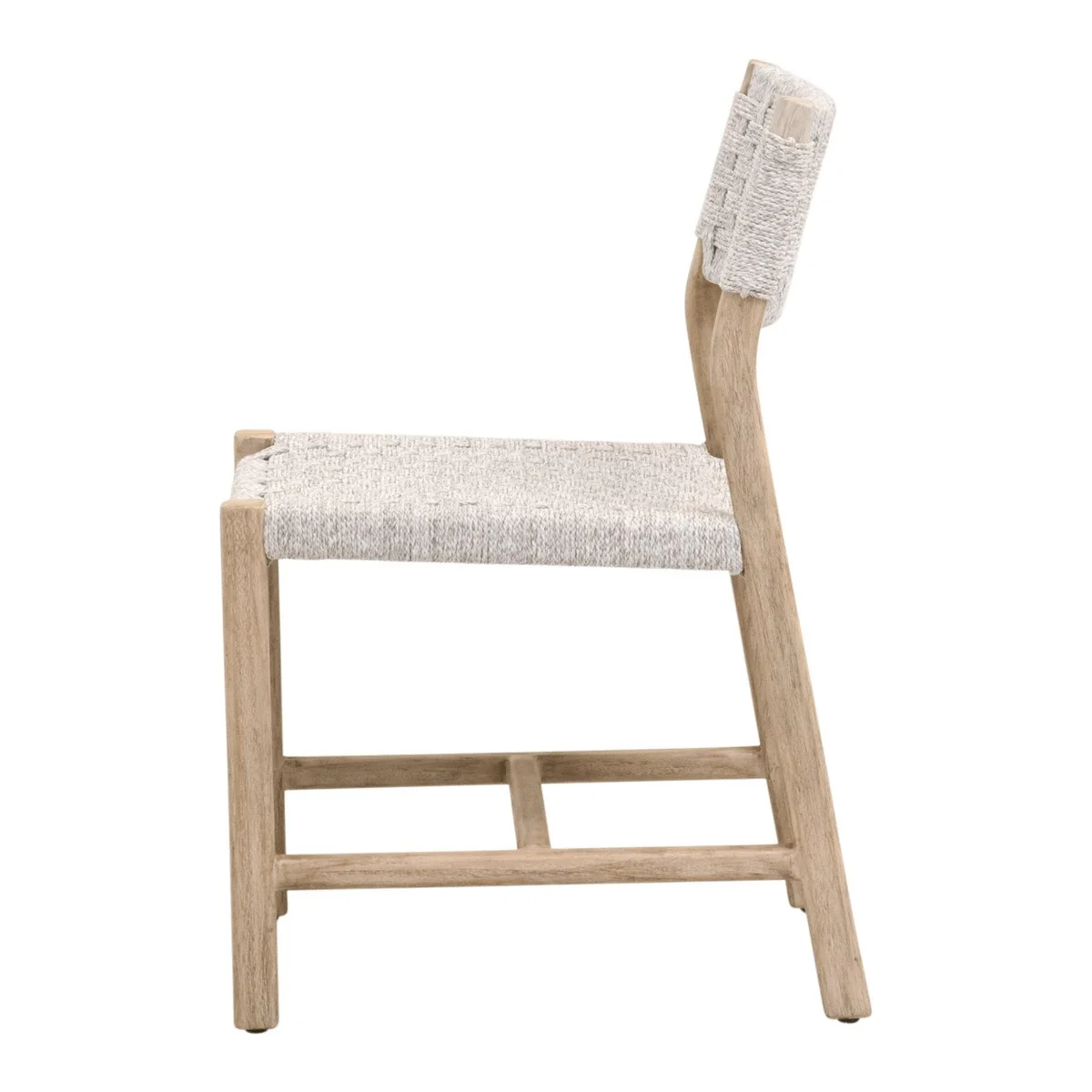 Essentials For Living Kitts Indoor/Outdoor Dining Chair ~ White Speckle Twist Rope, Weathered Ever Teak (SET of 2) - Image 3