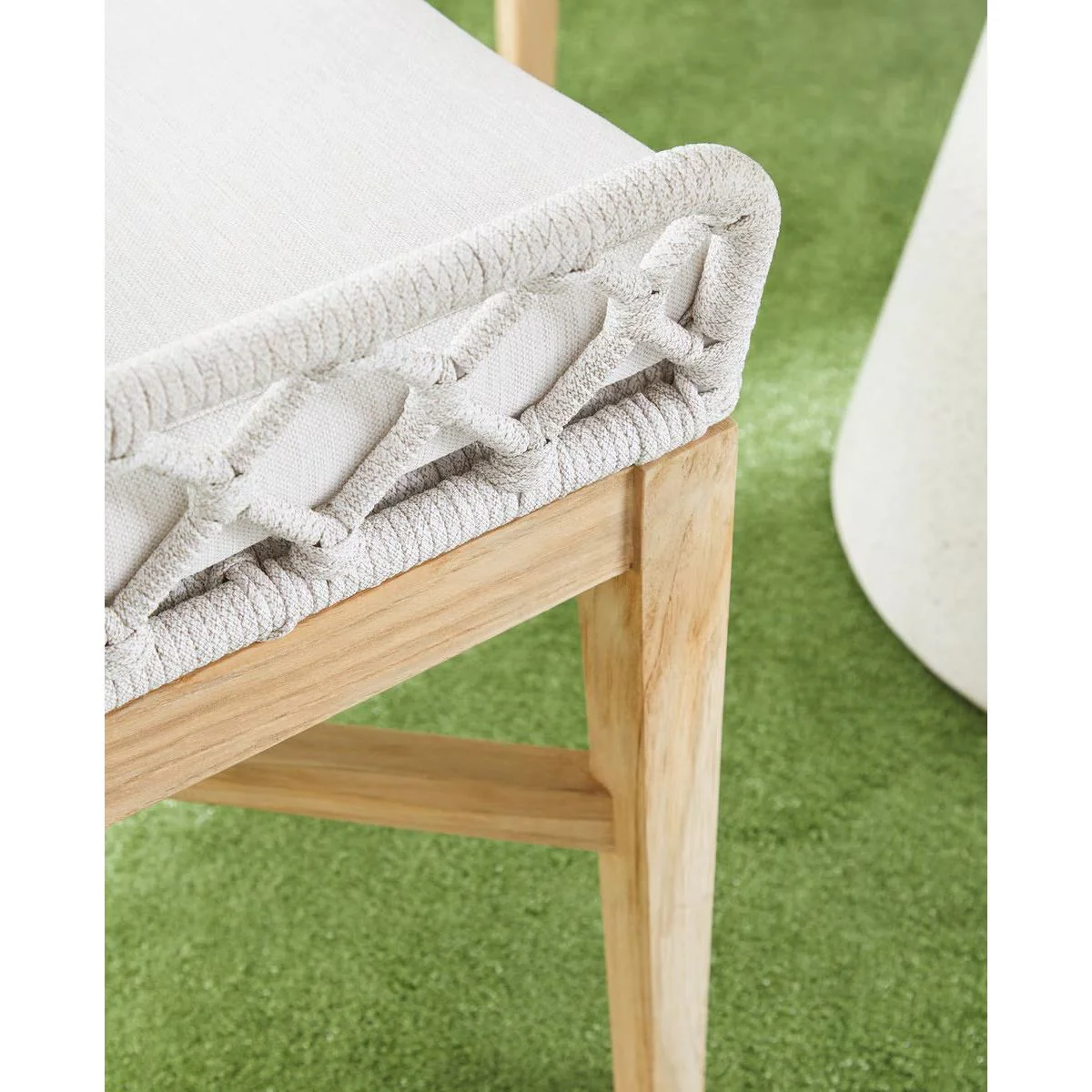 Essentials For Living Lattis Outdoor Wing Chair~ White Speckle Flat Rope, Performance White Speckle, Gray Teak - Image 12