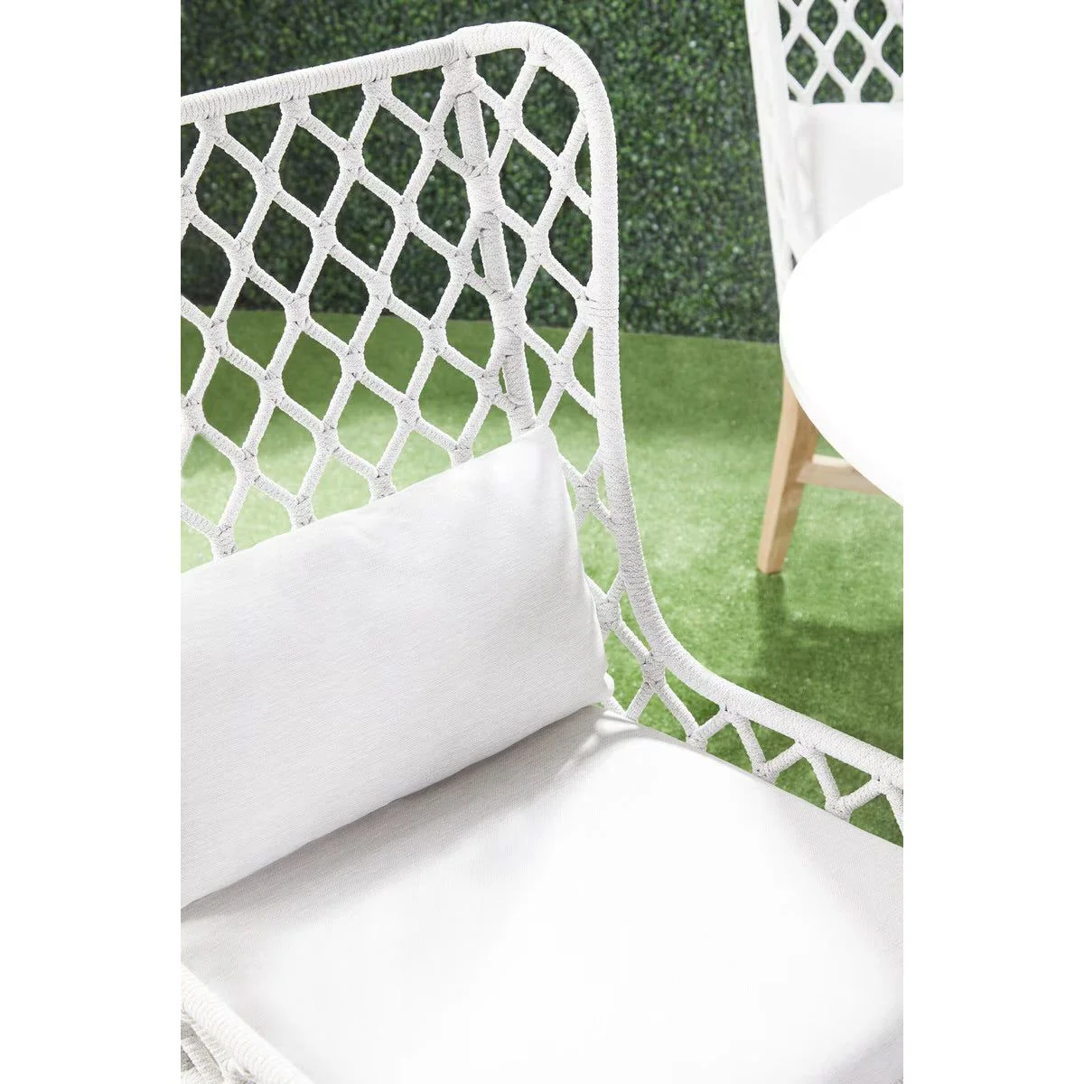 Essentials For Living Lattis Outdoor Wing Chair~ White Speckle Flat Rope, Performance White Speckle, Gray Teak - Image 14