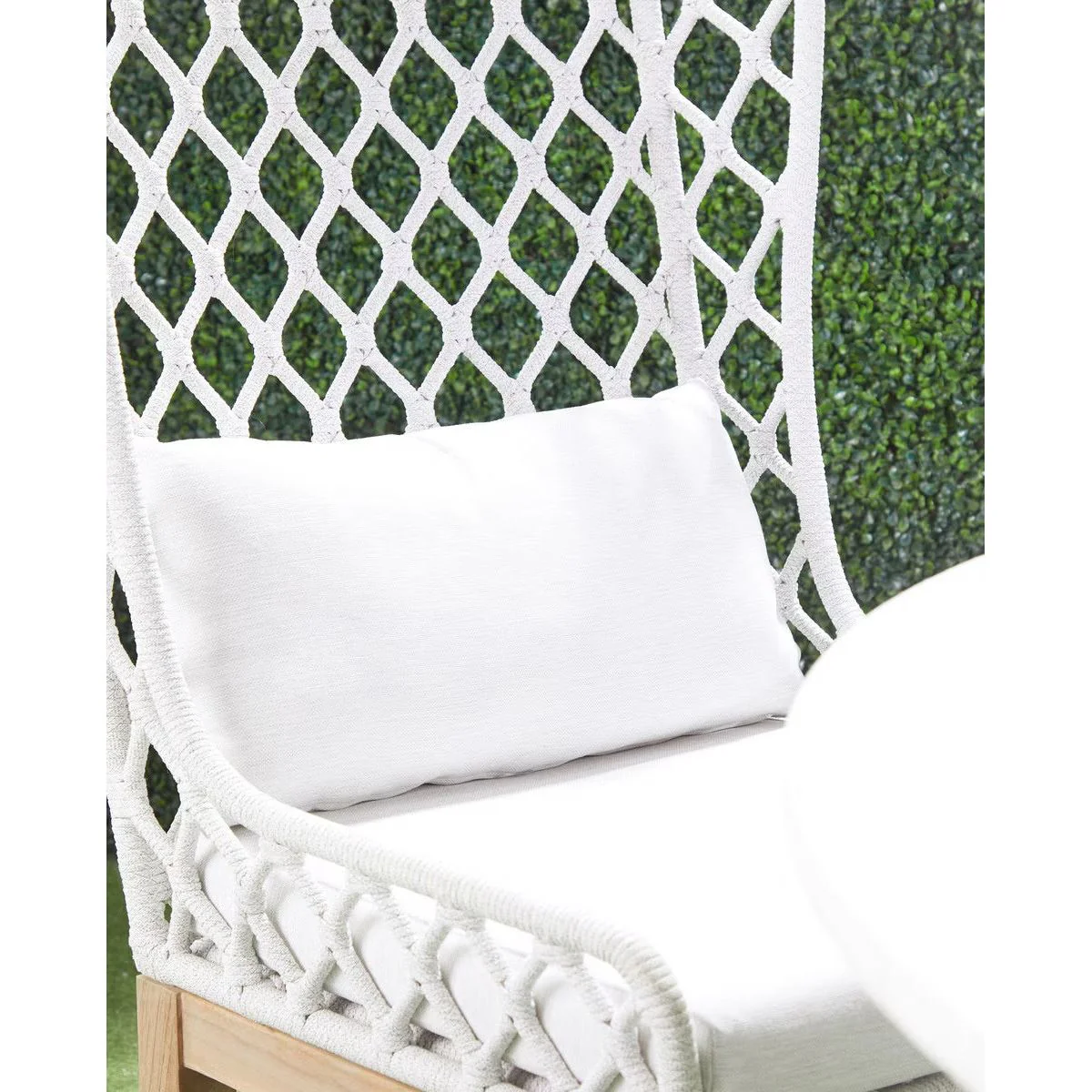 Essentials For Living Lattis Outdoor Wing Chair~ White Speckle Flat Rope, Performance White Speckle, Gray Teak - Image 15