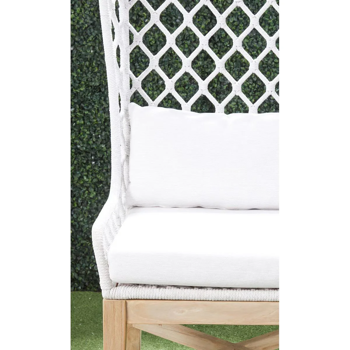 Essentials For Living Lattis Outdoor Wing Chair~ White Speckle Flat Rope, Performance White Speckle, Gray Teak - Image 18