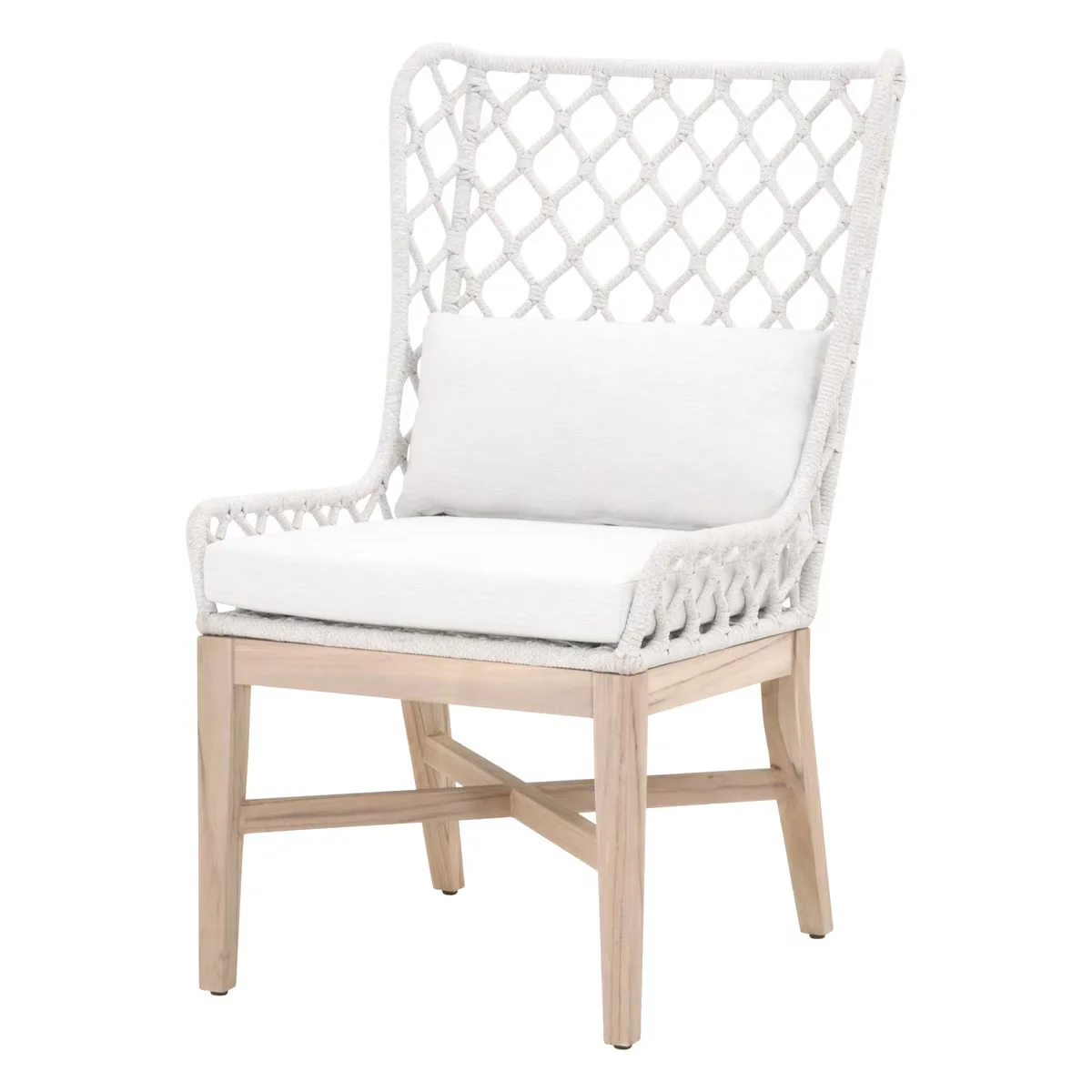 Essentials For Living Lattis Outdoor Wing Chair~ White Speckle Flat Rope, Performance White Speckle, Gray Teak - Image 2
