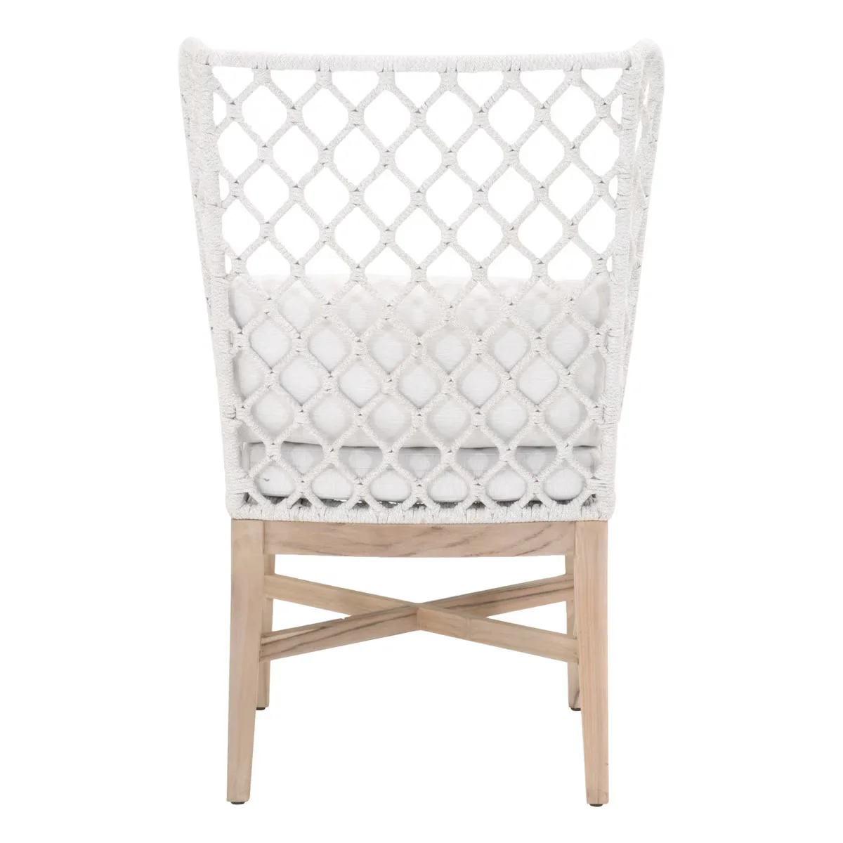 Essentials For Living Lattis Outdoor Wing Chair~ White Speckle Flat Rope, Performance White Speckle, Gray Teak - Image 3