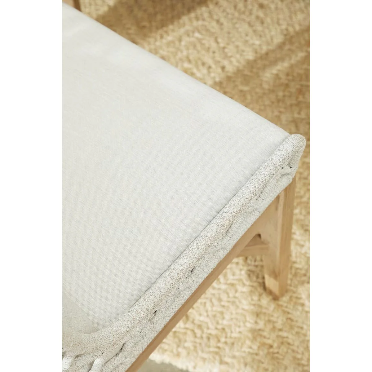 Essentials For Living Lattis Outdoor Wing Chair~ White Speckle Flat Rope, Performance White Speckle, Gray Teak - Image 9