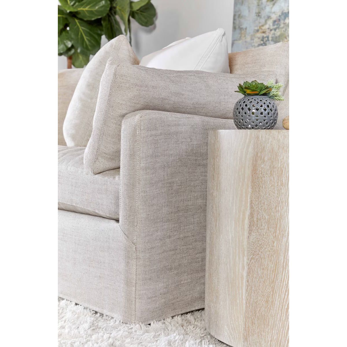 Essentials For Living Lena 95” Slope Arm Slipcovered Sofa ~ Bisque - Image 7