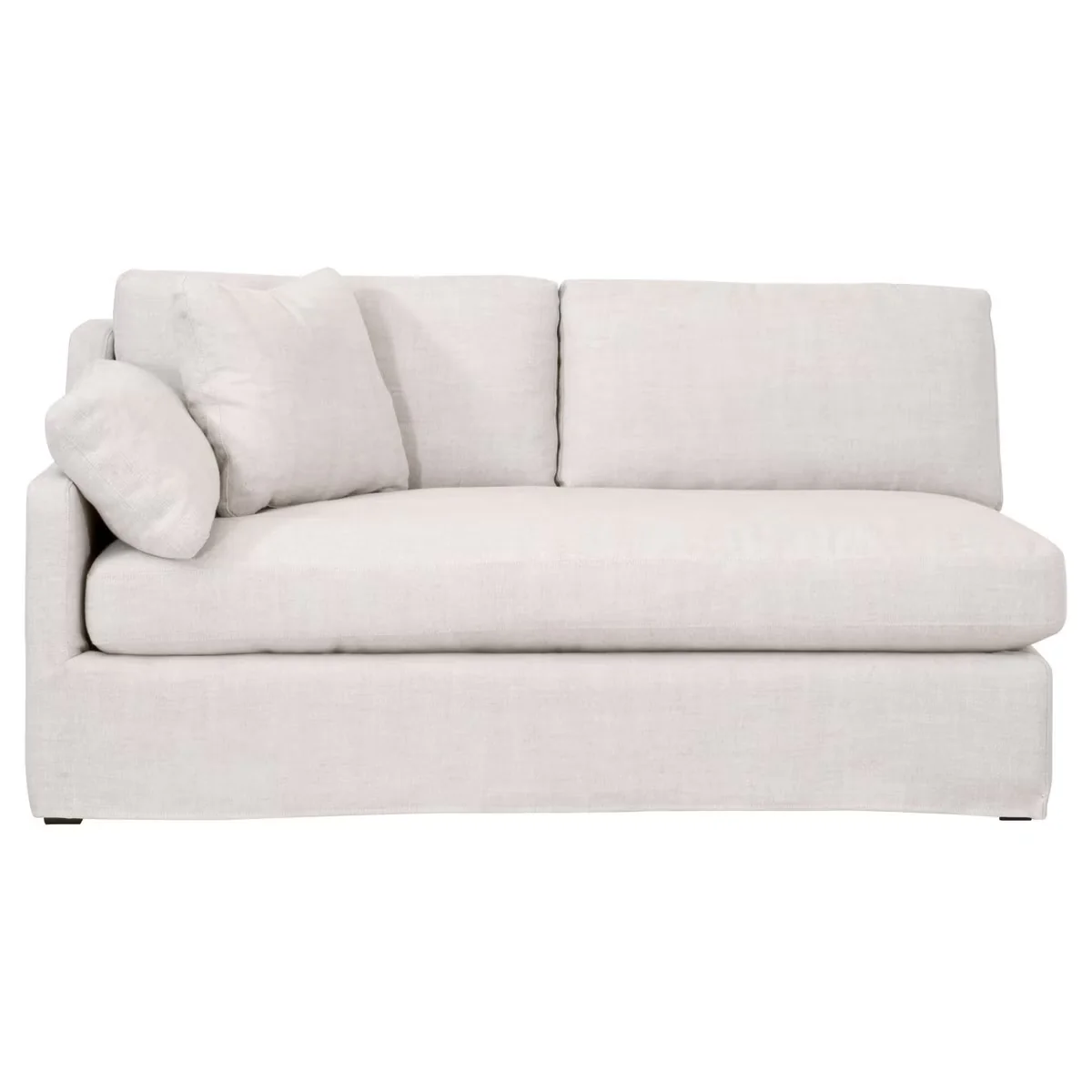 Essentials For Living Lena Modular Slipcover 2-Seat Left Slope Arm Sofa ~ Bisque, Espresso