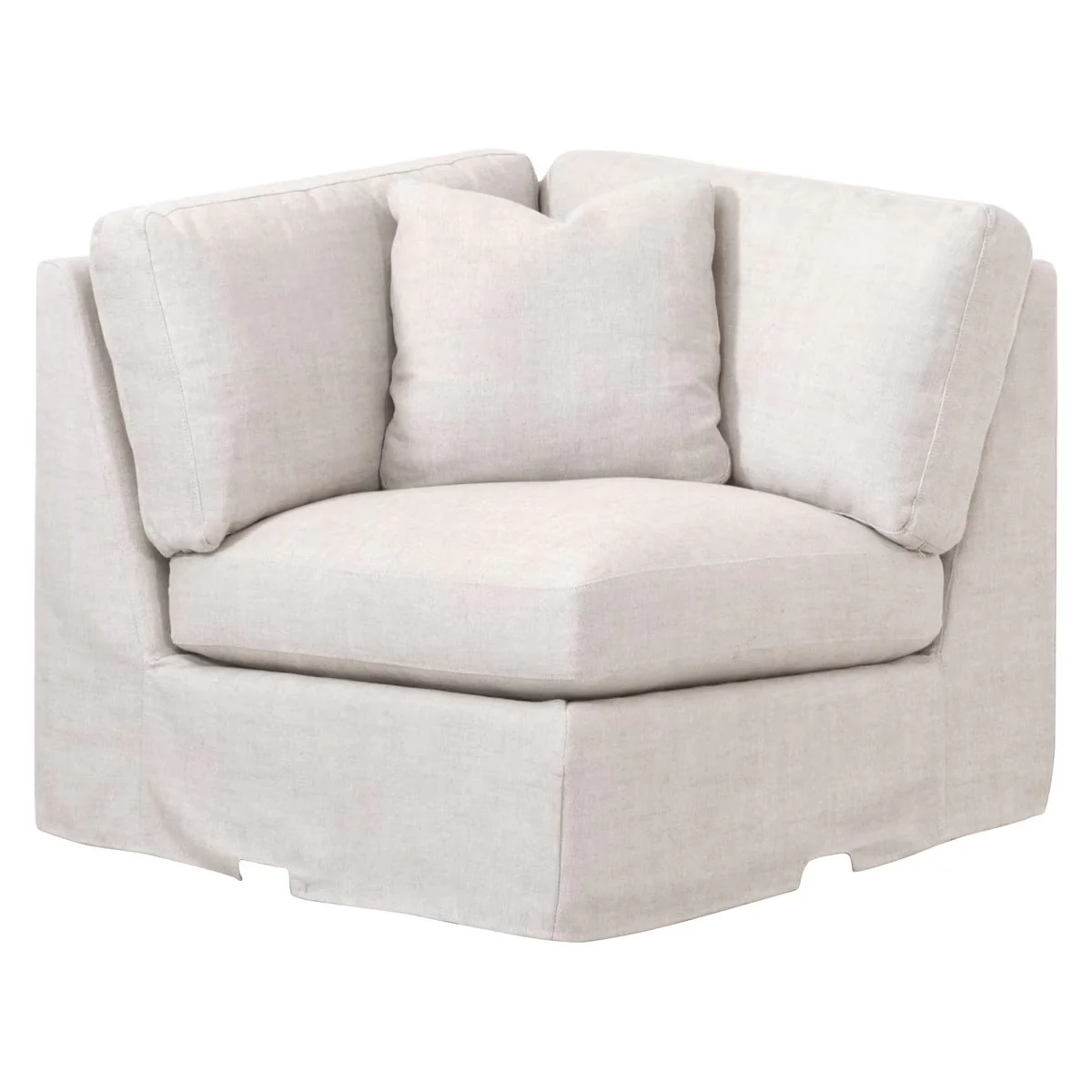 Essentials For Living Lena Modular Slipcover Corner Chair ~ Bisque, Espresso