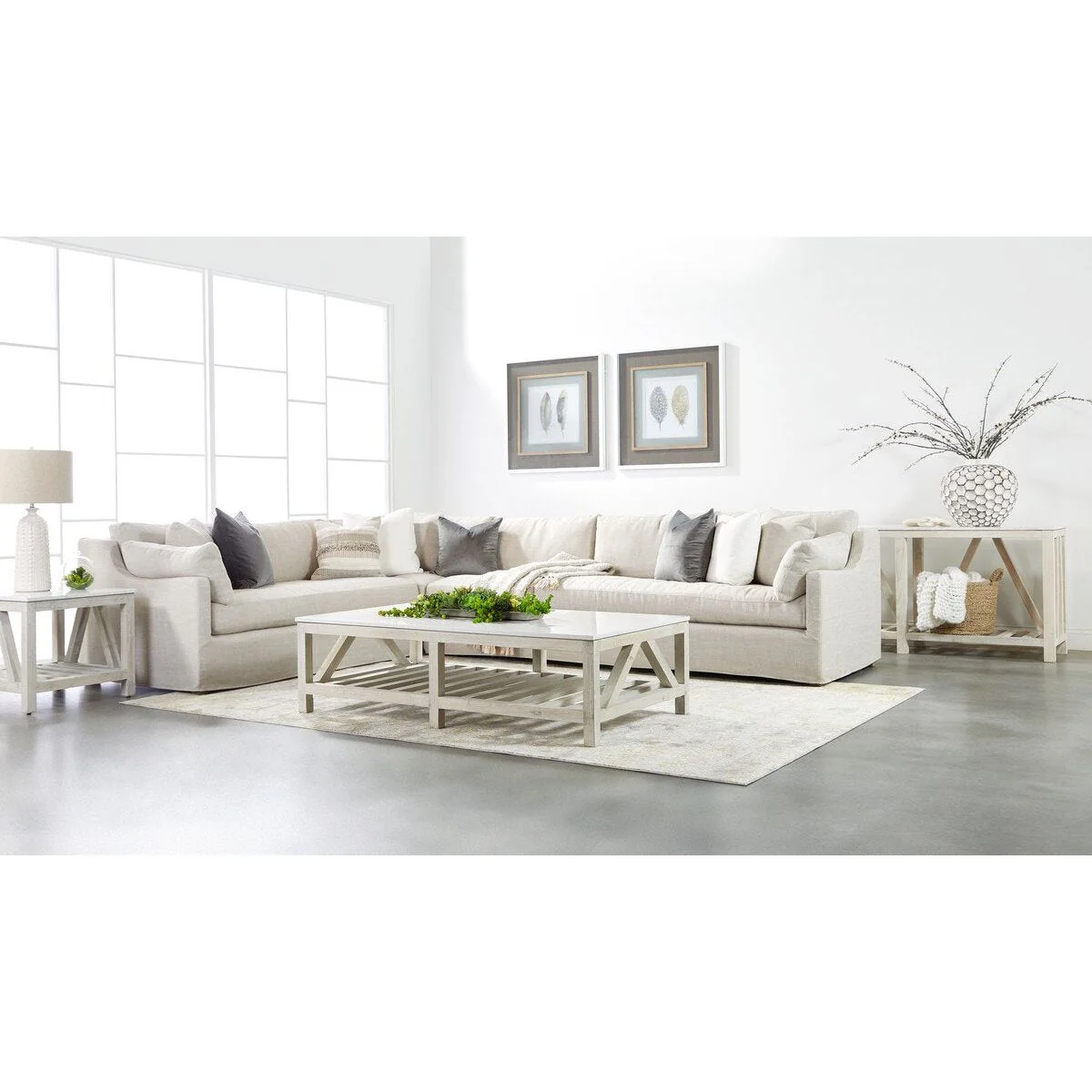 Essentials For Living Lena Modular Slipcover Corner Chair ~ Bisque, Espresso - Image 6