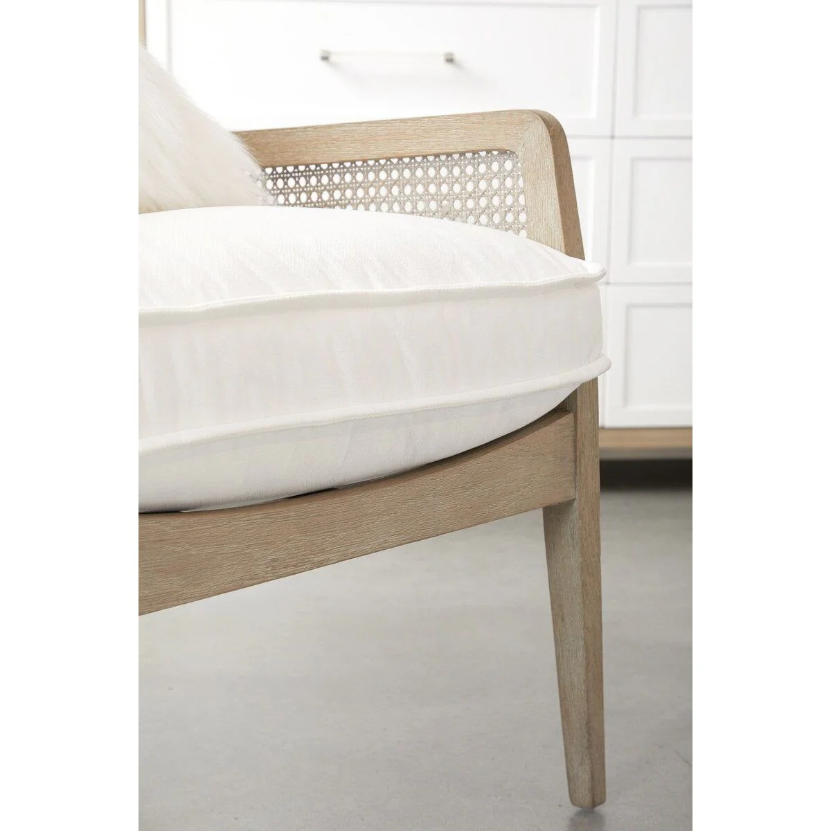 Essentials For Living Leone Club Chair ~ LiveSmart Peyton-Pearl, Natural Gray Oak, Cane - Image 10