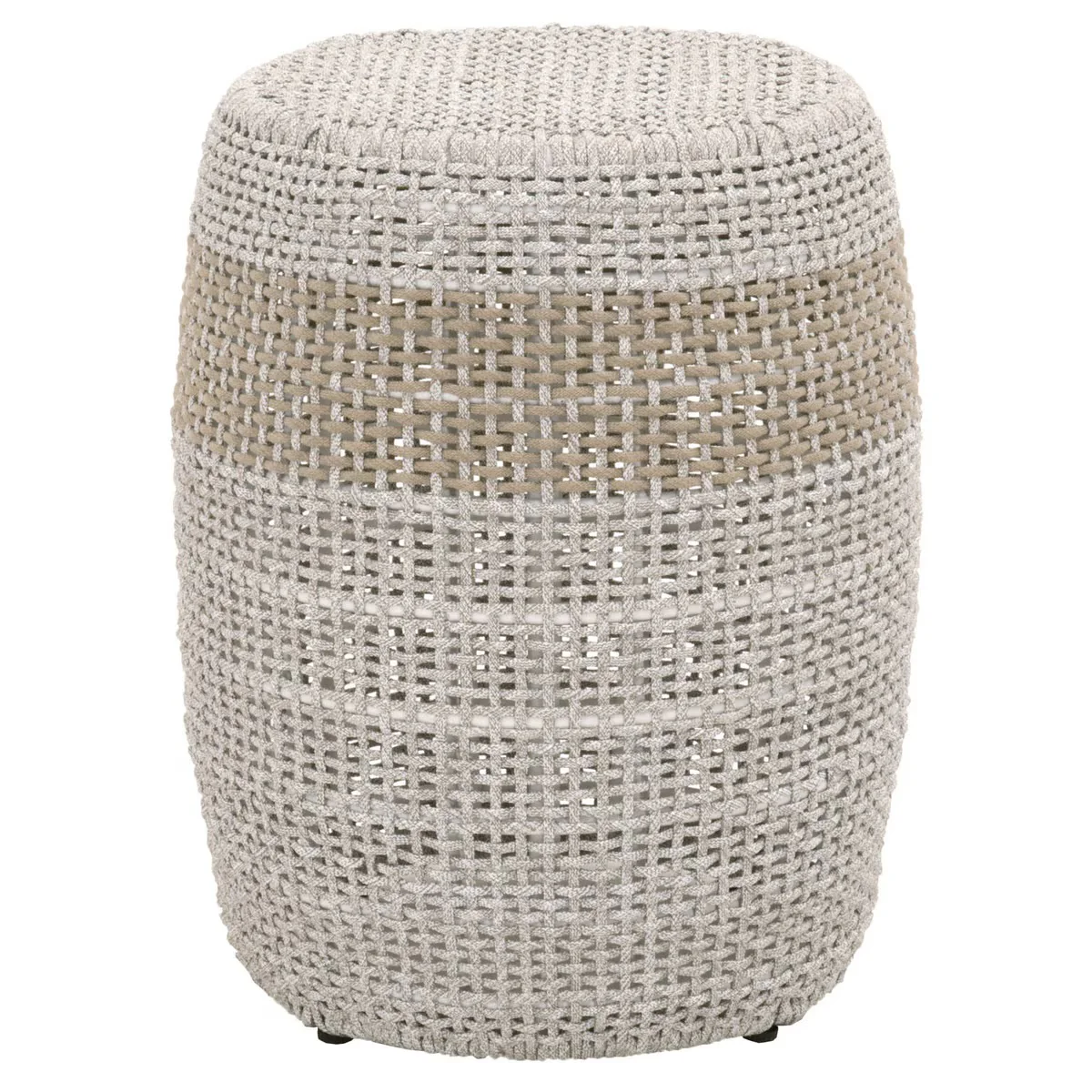 Essentials For Living Loom Accent Table~ Taupe & White Flat Rope, Taupe Stripe - Image 2