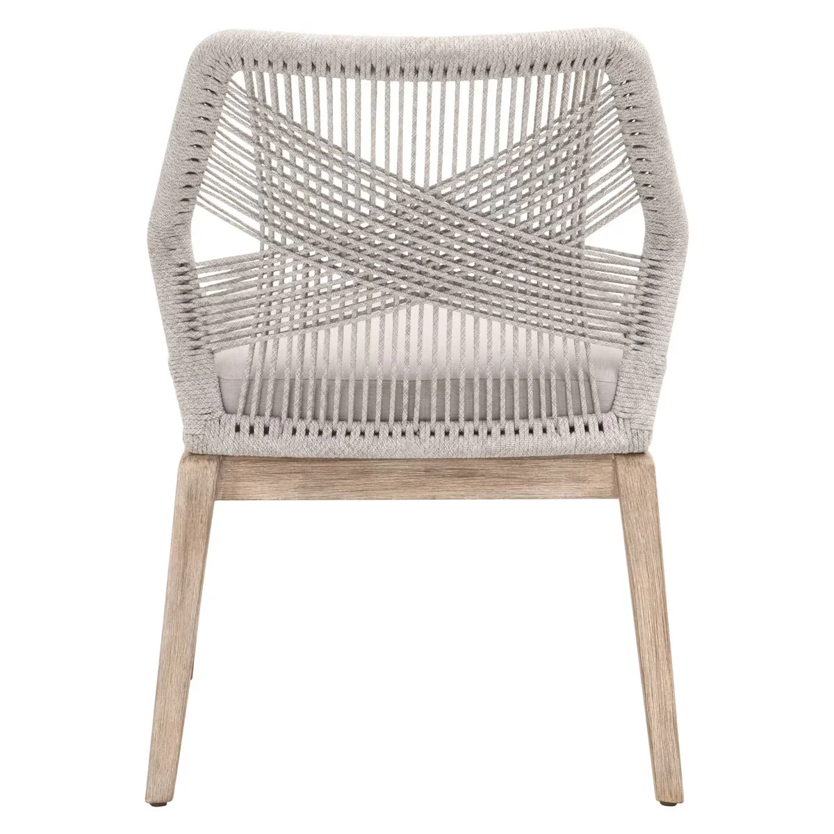 Essentials For Living Loom Dining Chair ~ Taupe & White Flat Rope, Performance Pumice With Natural Gray Mahogany Frame (Set of 2) - Image 5