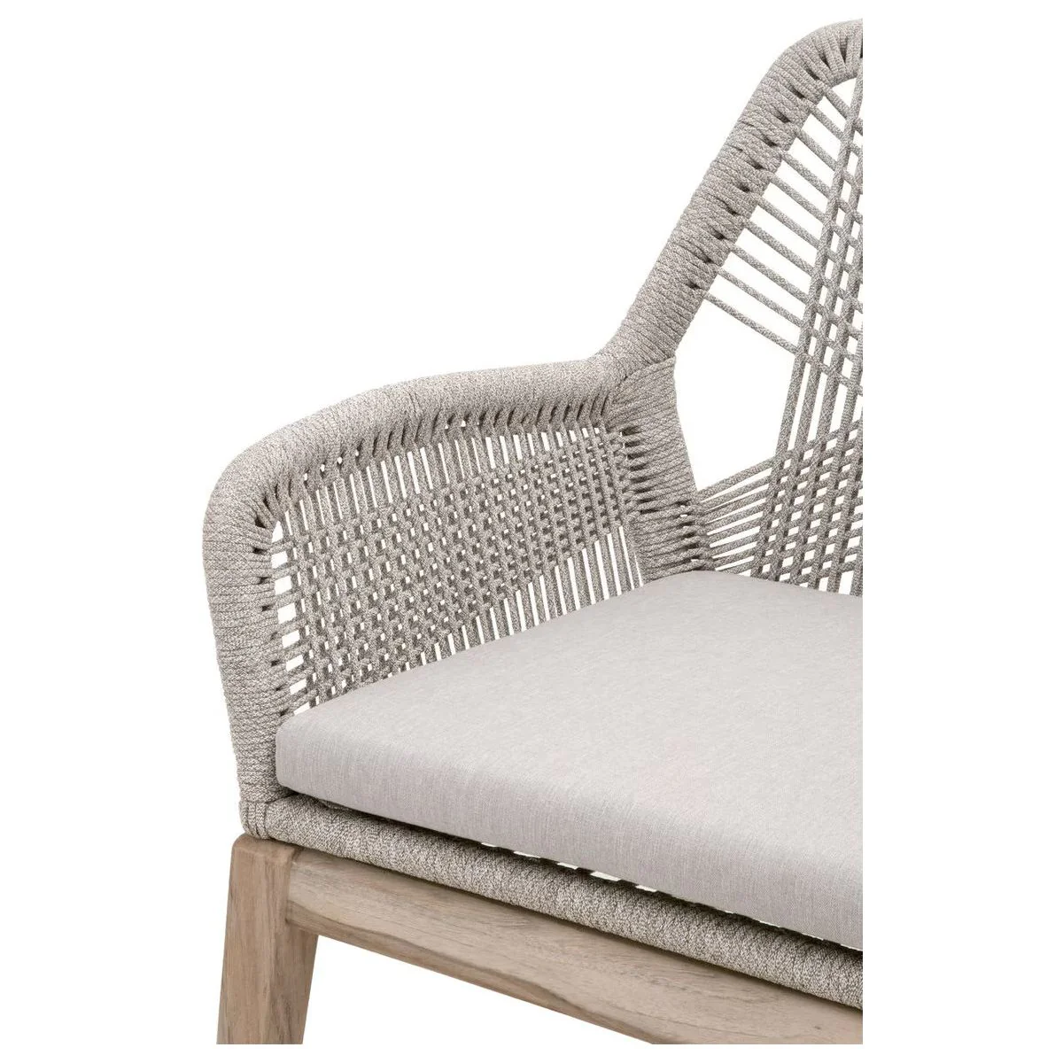 Essentials For Living Loom Outdoor Arm Chair ~ Taupe & White Flat Rope, Performance Pumice, Gray Teak (SET of 2) - Image 6