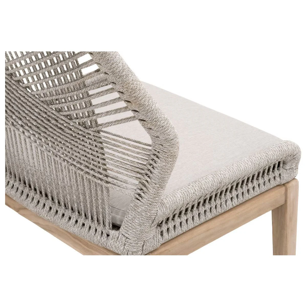 Essentials For Living Loom Outdoor Dining Chair ~ Taupe & White Flat Rope, Performance Pumice, Gray Teak (SET of 2) - Image 6