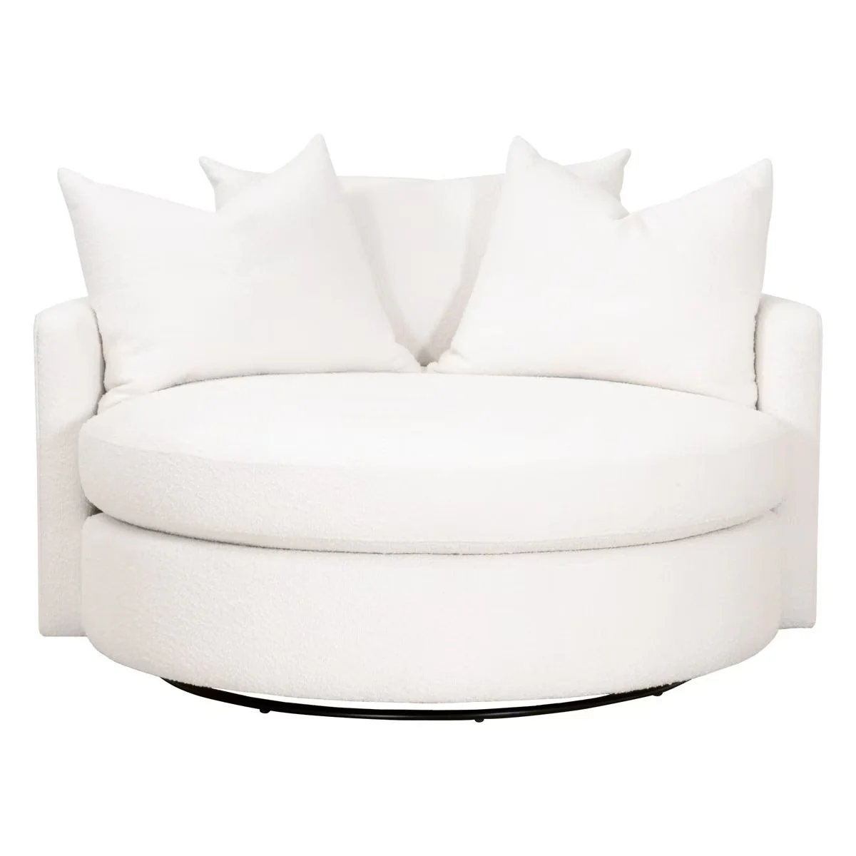 Essentials For Living Lourne Grand Swivel Sofa Chair ~ LiveSmart Boucle-Snow