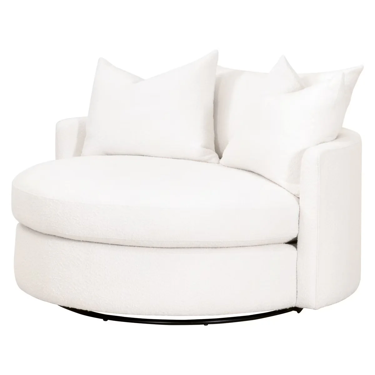 Essentials For Living Lourne Grand Swivel Sofa Chair ~ LiveSmart Boucle-Snow - Image 2