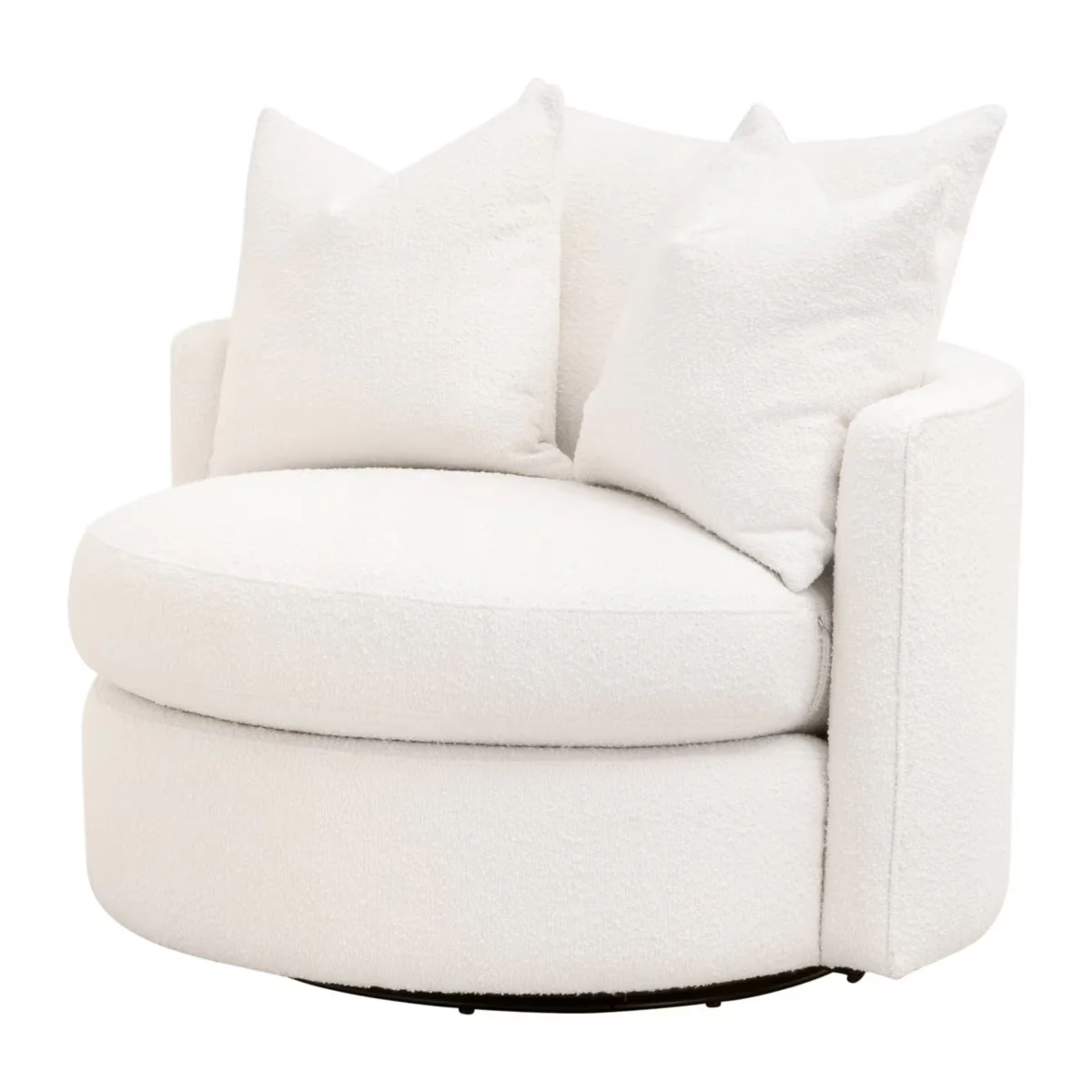 Essentials For Living Lourne Petite Swivel Sofa Chair ~ LiveSmart Boucle-Snow - Image 2
