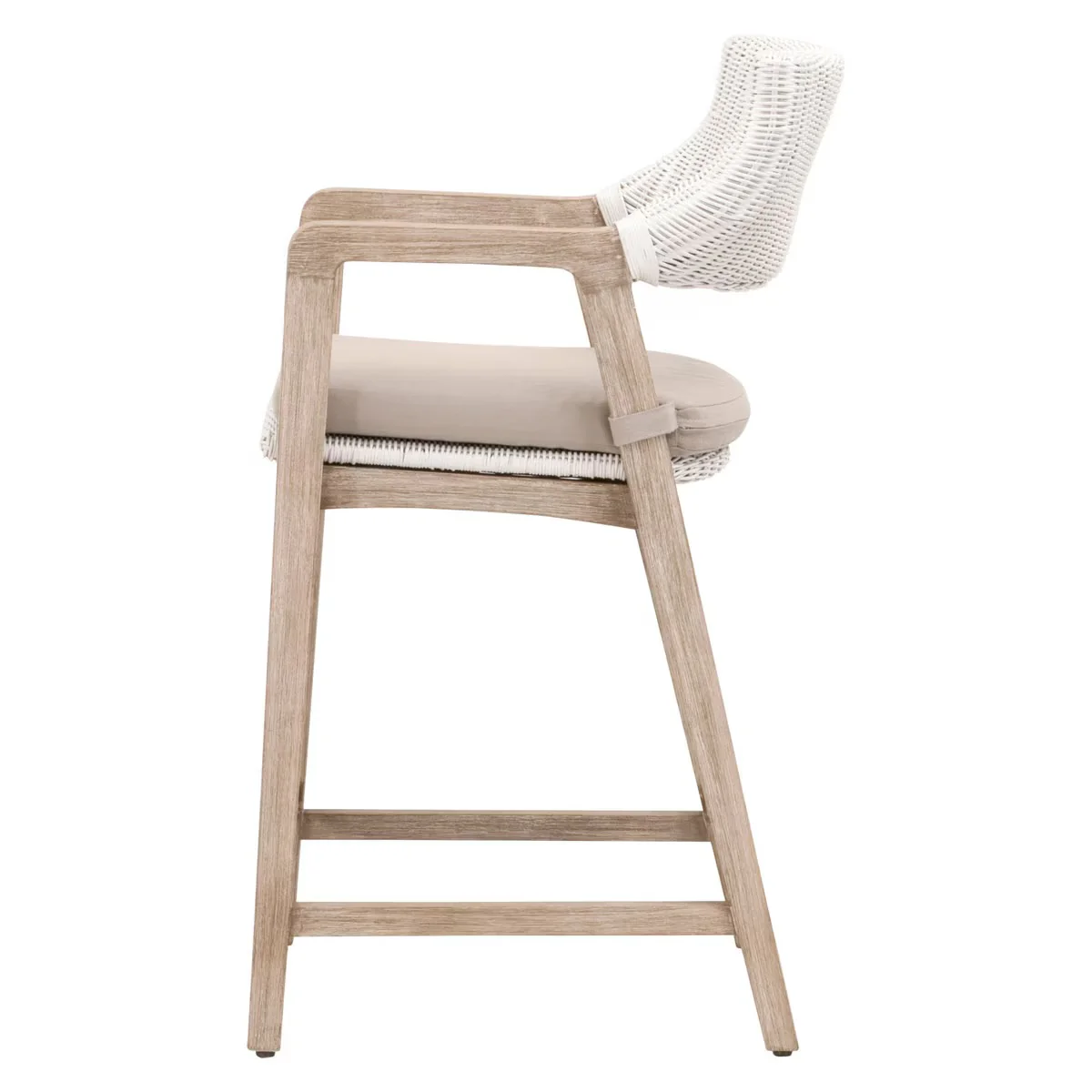 Essentials For Living Lucia Counter Stool~ White Rattan, Light Gray With Natural Gray Mahogany Frame - Image 3