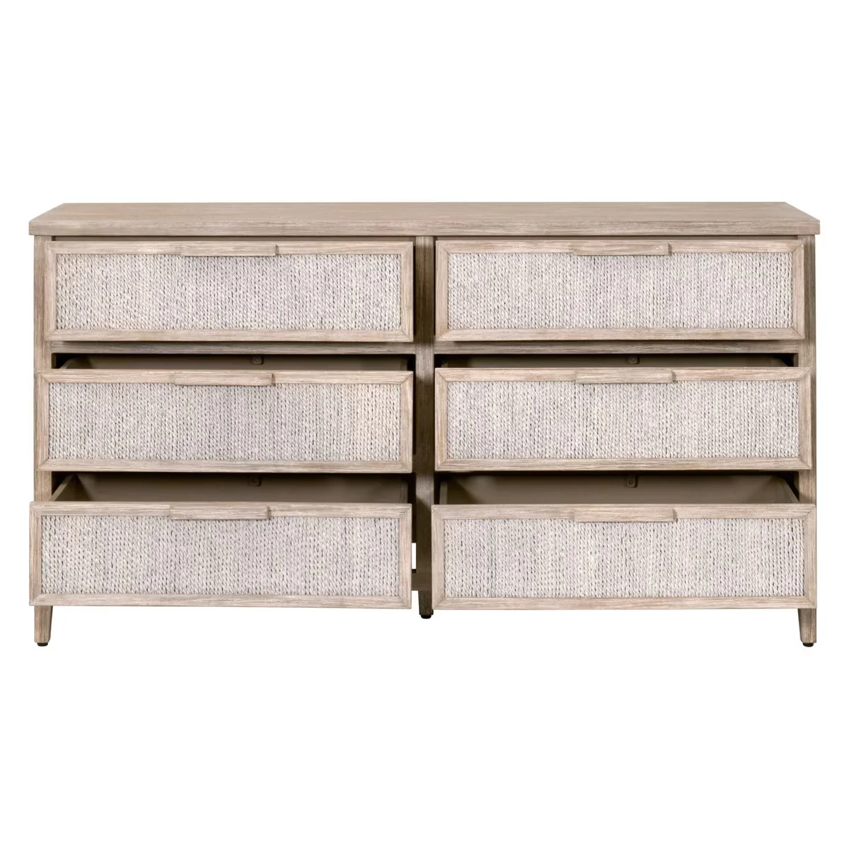Essentials For Living Malay 6-Drawer Double Dresser~ White Wash Abaca Rope and Natural Gray Mahogany - Image 2