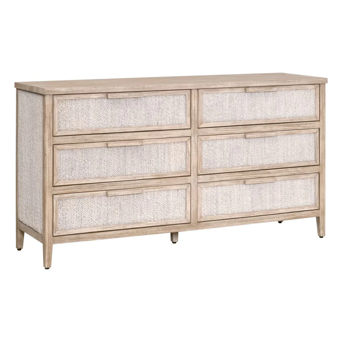 Essentials For Living Malay 6-Drawer Double Dresser~ White Wash Abaca Rope and Natural Gray Mahogany - Image 3