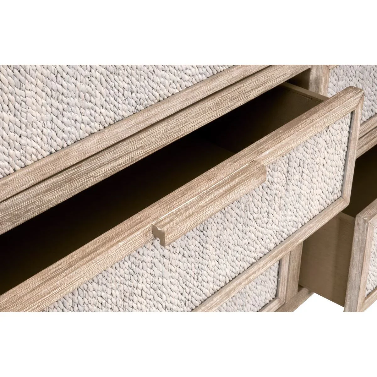 Essentials For Living Malay 6-Drawer Double Dresser~ White Wash Abaca Rope and Natural Gray Mahogany - Image 8