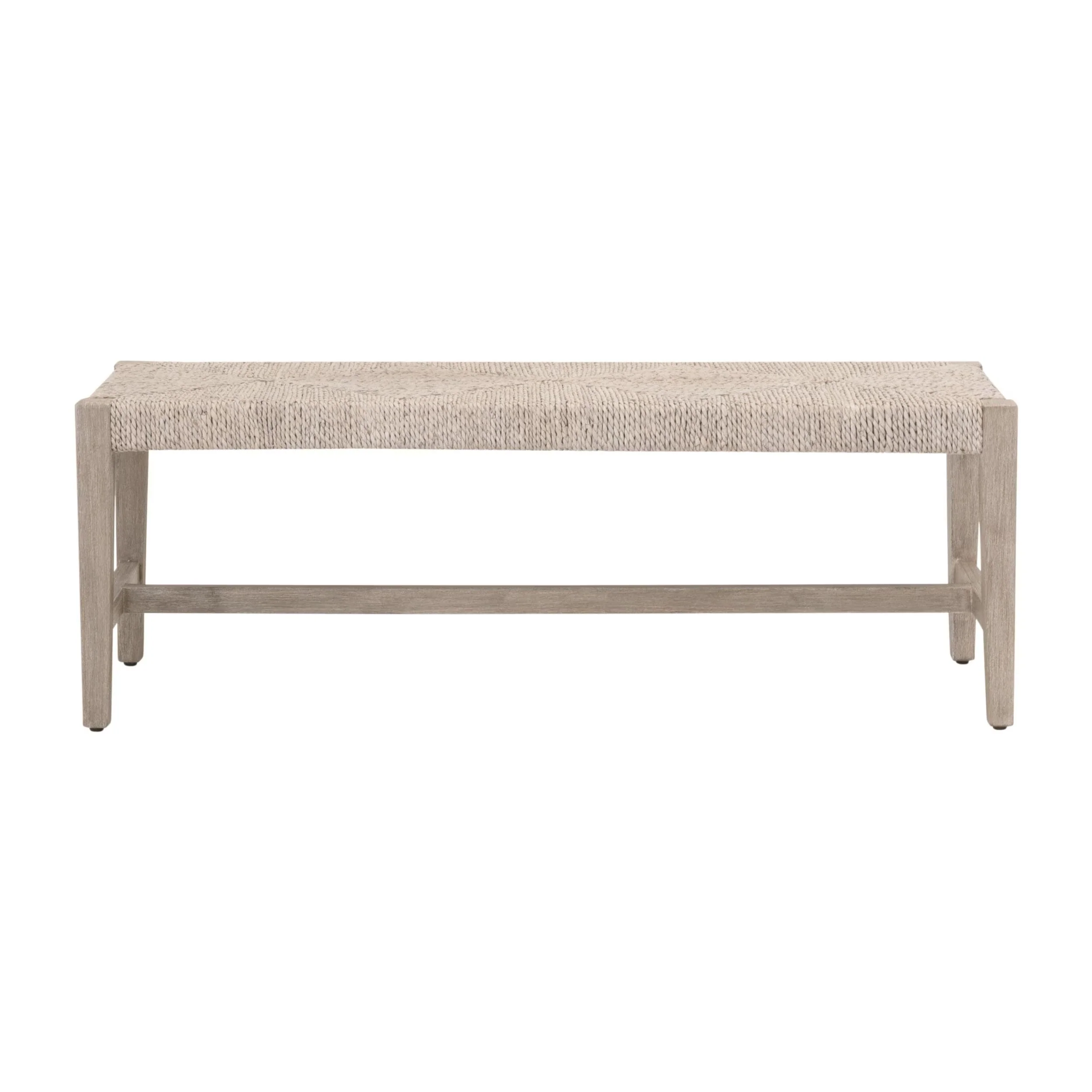 Essentials For Living Malay Bench ~ White Wash Abaca Rope, Natural Gray Mahogany