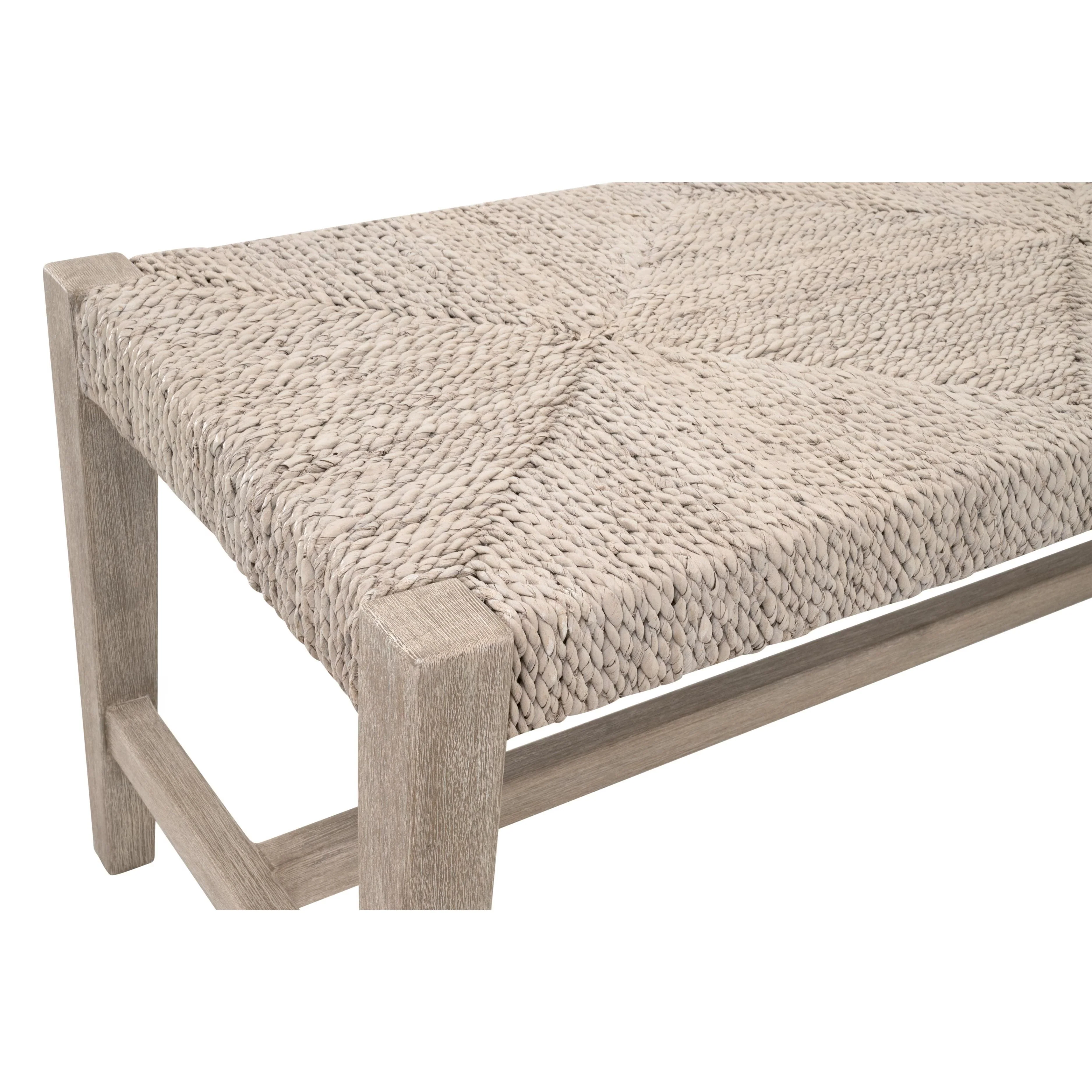 Essentials For Living Malay Bench ~ White Wash Abaca Rope, Natural Gray Mahogany - Image 4
