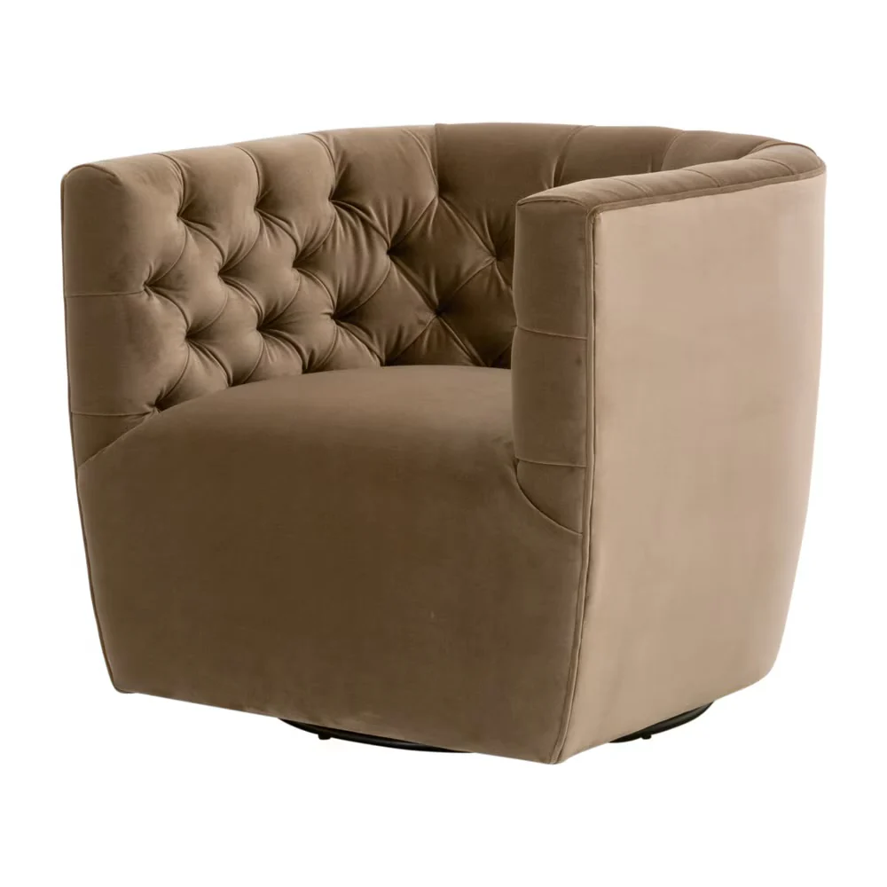 Essentials For Living Marcel Swivel Club Chair ~ Caramel Velvet - Image 2