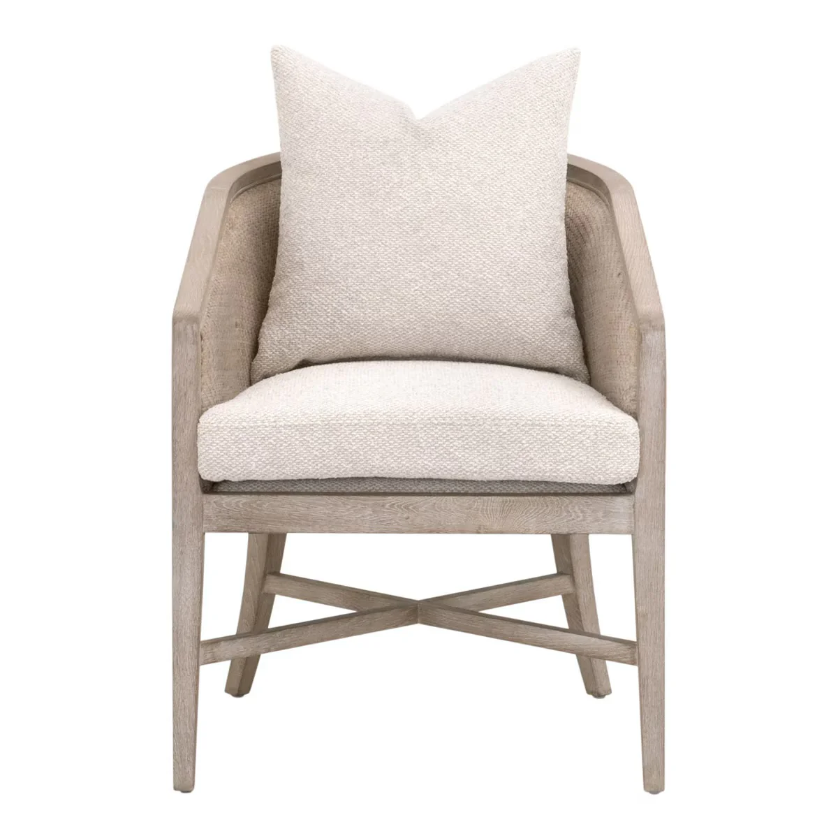 Essentials For Living McGuire Arm Dining Chair ~ LiveSmart Gellar-Linen With Natural Gray Oak & Cane Frame