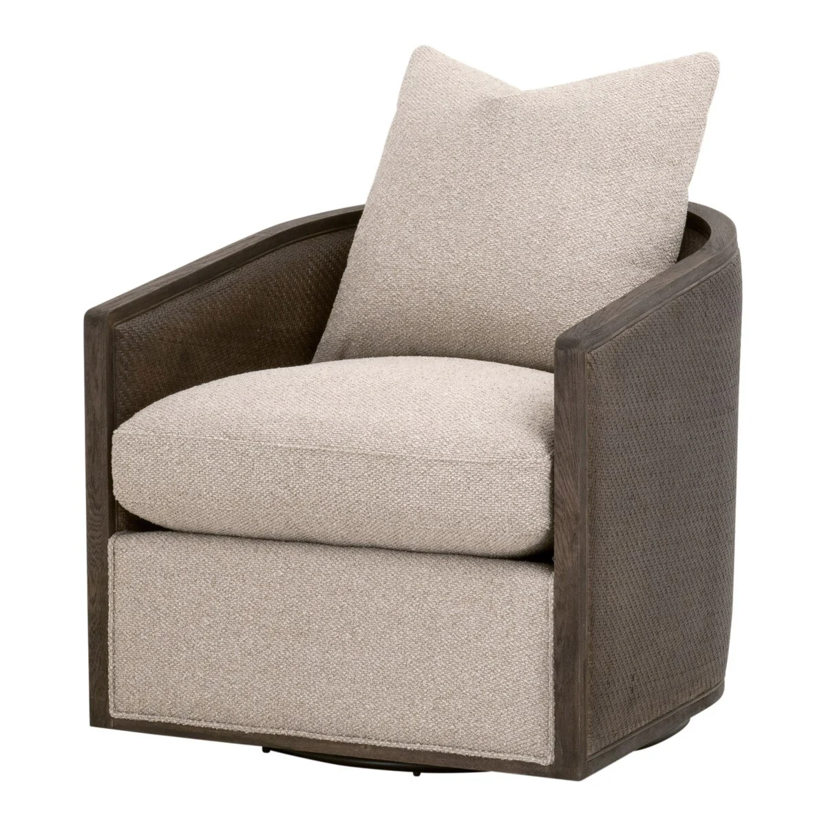 Essentials For Living McGuire Swivel Club Chair ~ LiveSmart Gellar-Jute, Matte Brown Oak & Cane - Image 2