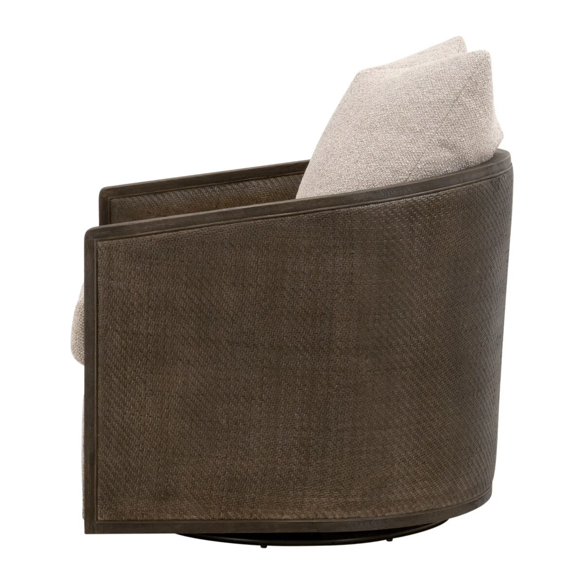 Essentials For Living McGuire Swivel Club Chair ~ LiveSmart Gellar-Jute, Matte Brown Oak & Cane - Image 3