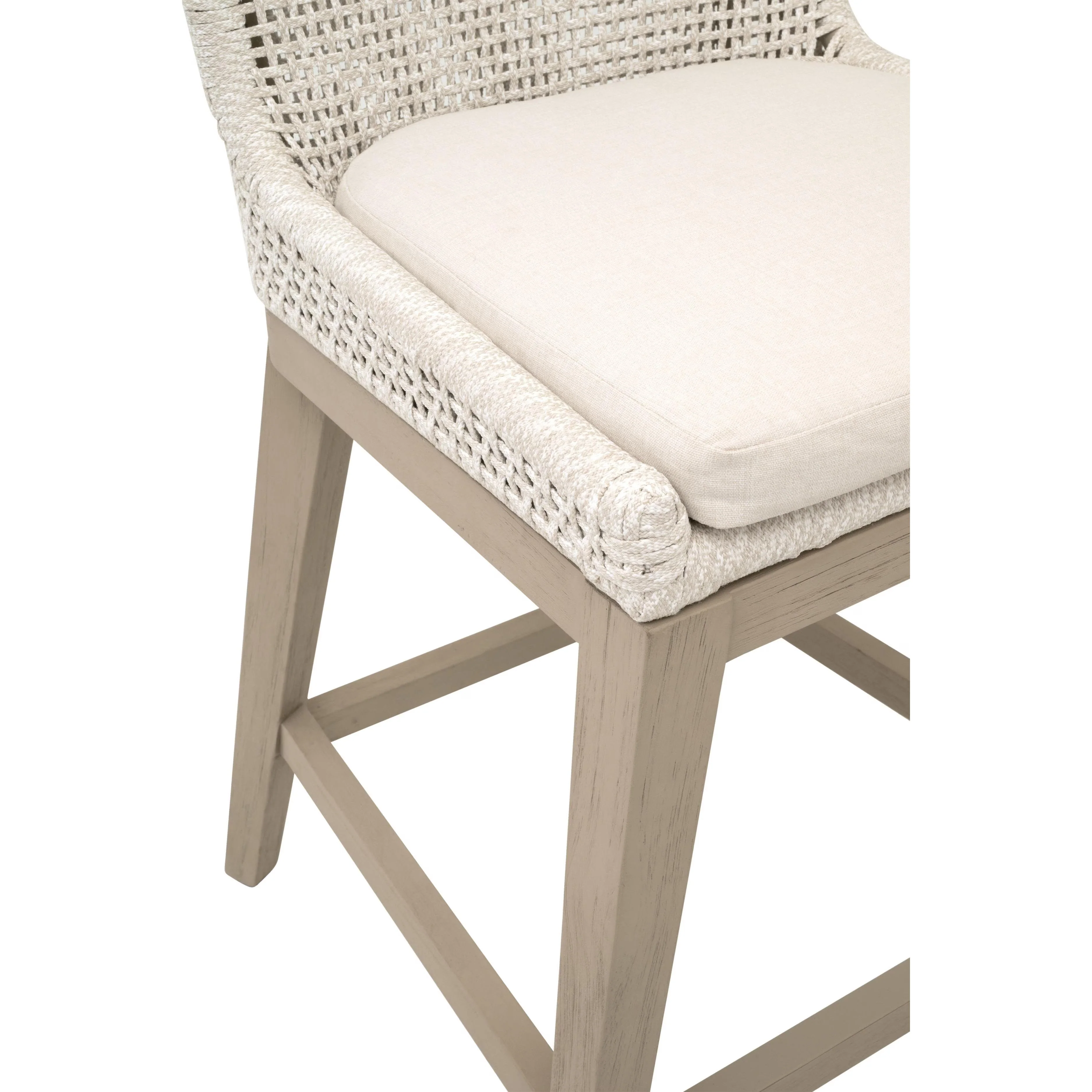 Essentials For Living Mesh Counter Stool ~ Antique Lace Flat Rope, Performance Shell, Washed Ever Teak - Image 8