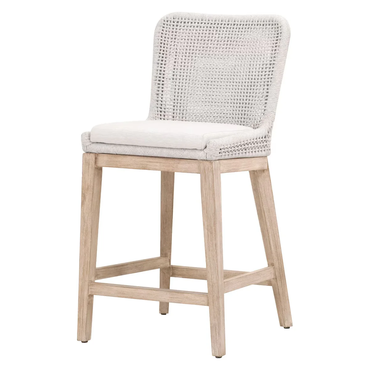 Essentials For Living Mesh Counter Stool ~ White Speckle Flat Rope, Performance White Speckle With Natural Gray Mahogany Frame - Image 2