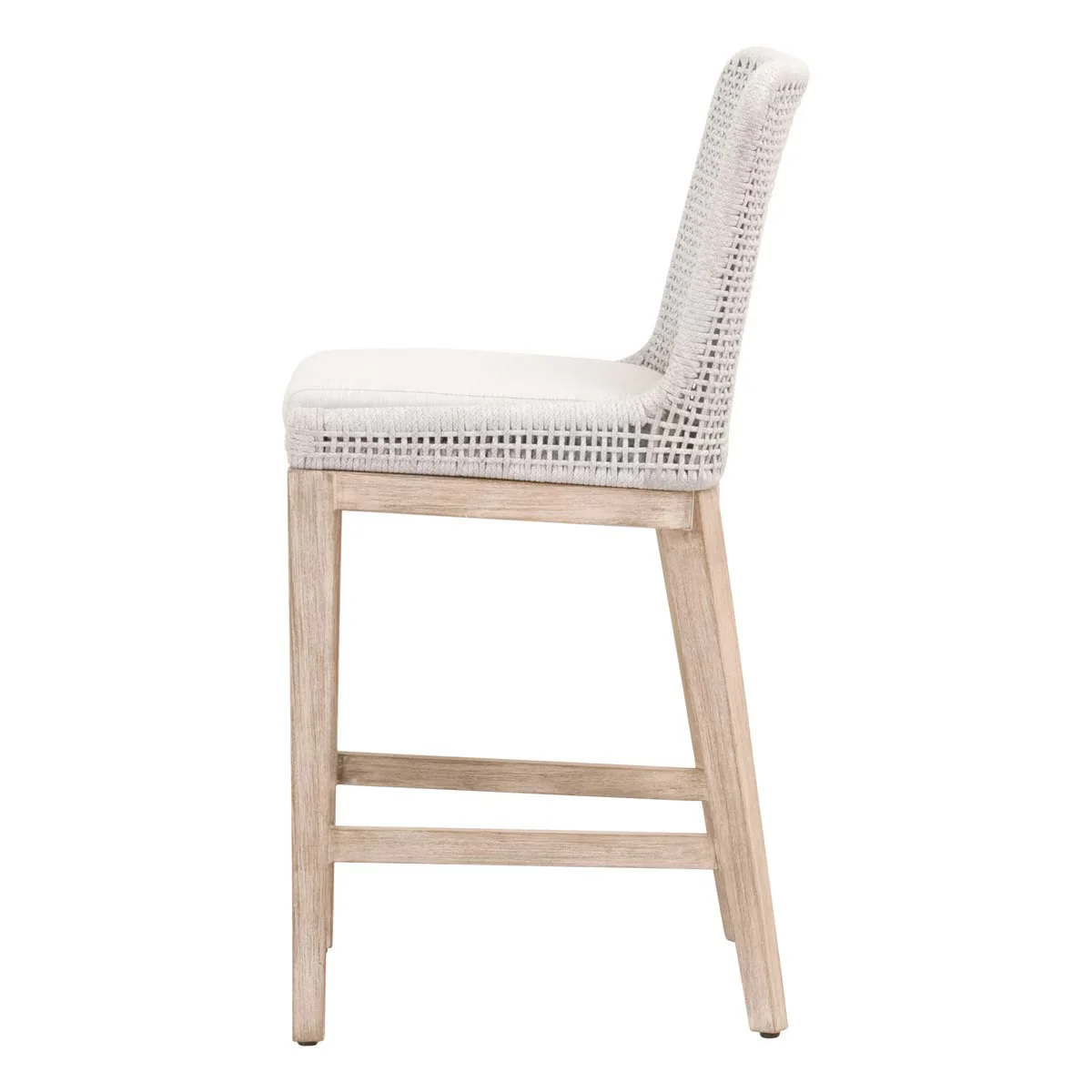Essentials For Living Mesh Counter Stool ~ White Speckle Flat Rope, Performance White Speckle With Natural Gray Mahogany Frame - Image 3