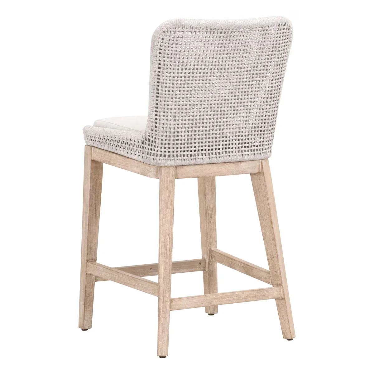 Essentials For Living Mesh Counter Stool ~ White Speckle Flat Rope, Performance White Speckle With Natural Gray Mahogany Frame - Image 4