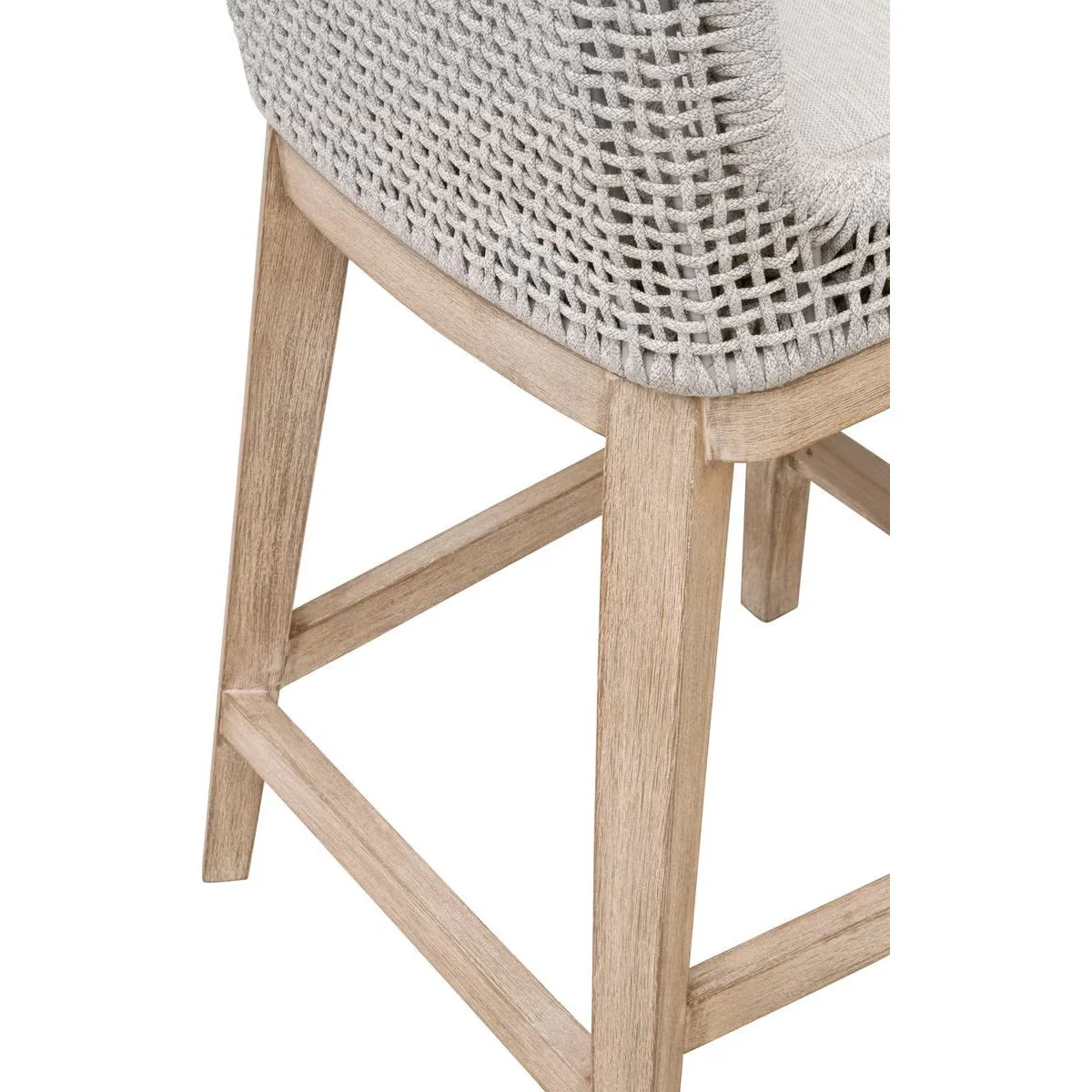 Essentials For Living Mesh Counter Stool ~ White Speckle Flat Rope, Performance White Speckle With Natural Gray Mahogany Frame - Image 7