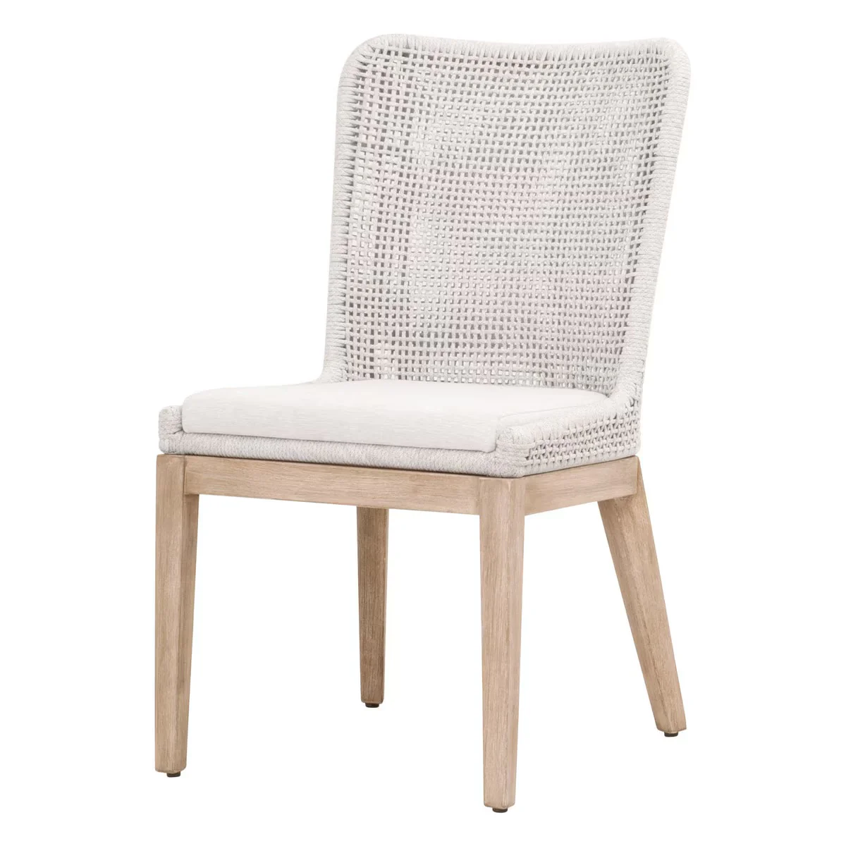 Essentials For Living Mesh Dining Chair ~ White Speckle Flat Rope, Performance White Speckle With Natural Gray Mahogany Frame (SET of 2) - Image 2