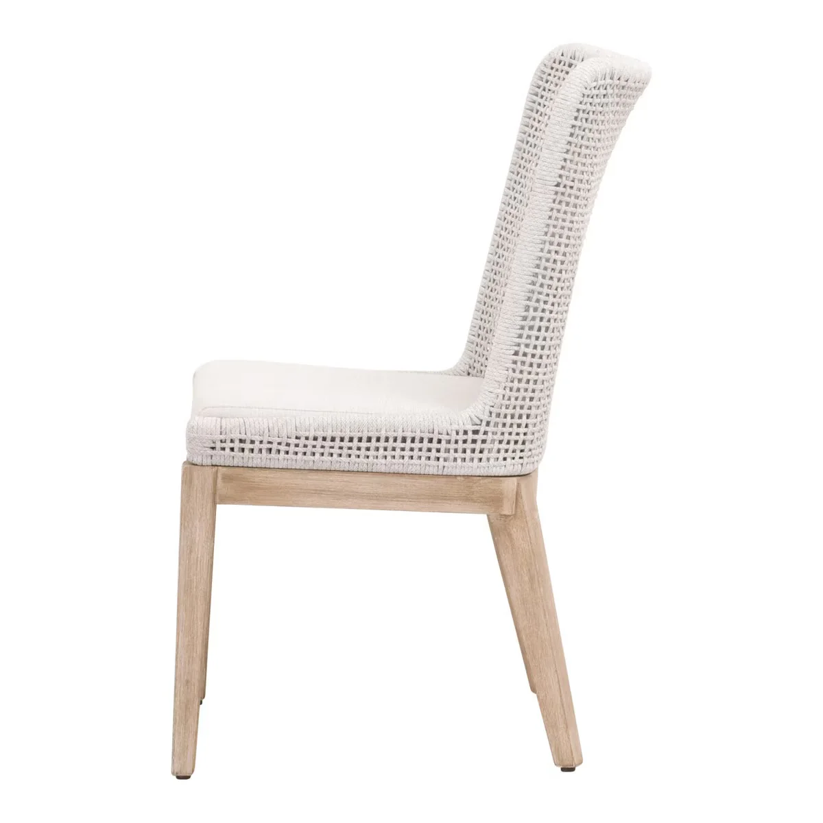 Essentials For Living Mesh Dining Chair ~ White Speckle Flat Rope, Performance White Speckle With Natural Gray Mahogany Frame (SET of 2) - Image 3