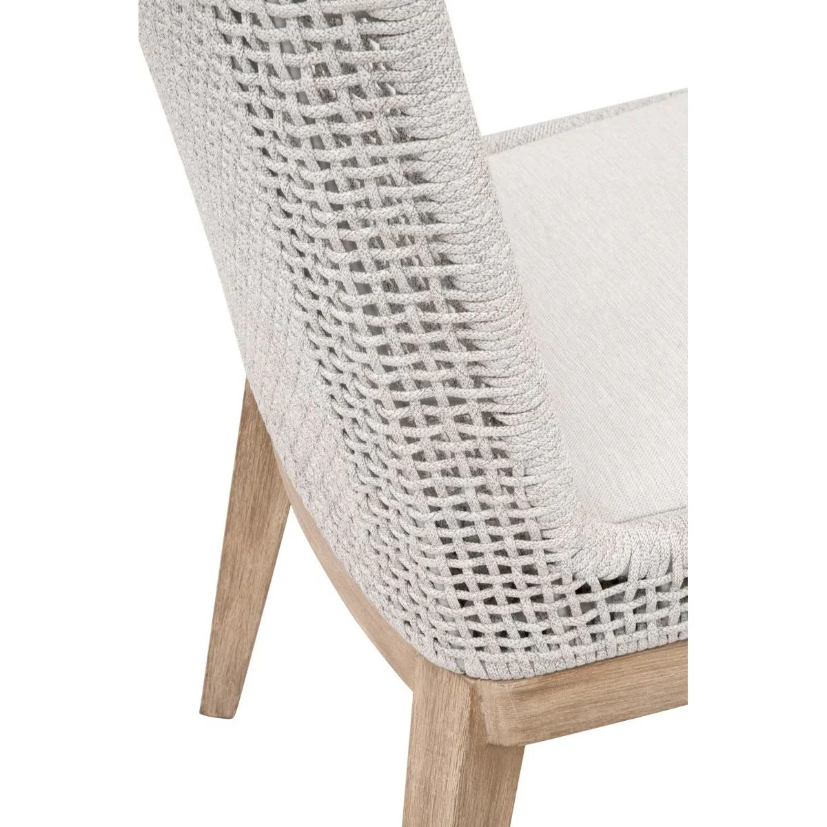 Essentials For Living Mesh Dining Chair ~ White Speckle Flat Rope, Performance White Speckle With Natural Gray Mahogany Frame (SET of 2) - Image 6
