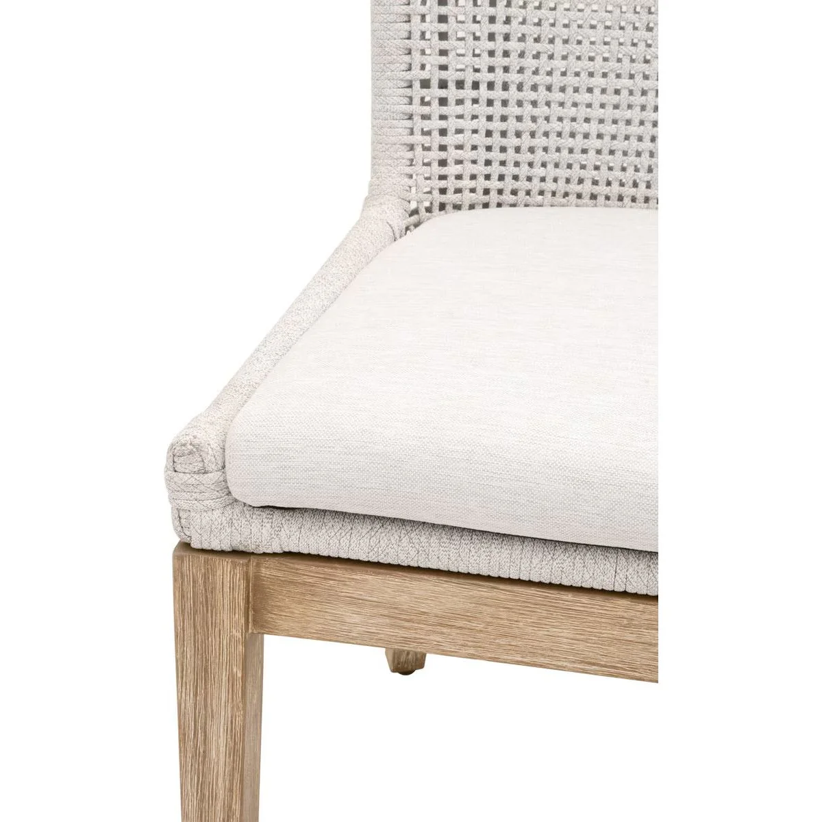 Essentials For Living Mesh Dining Chair ~ White Speckle Flat Rope, Performance White Speckle With Natural Gray Mahogany Frame (SET of 2) - Image 8