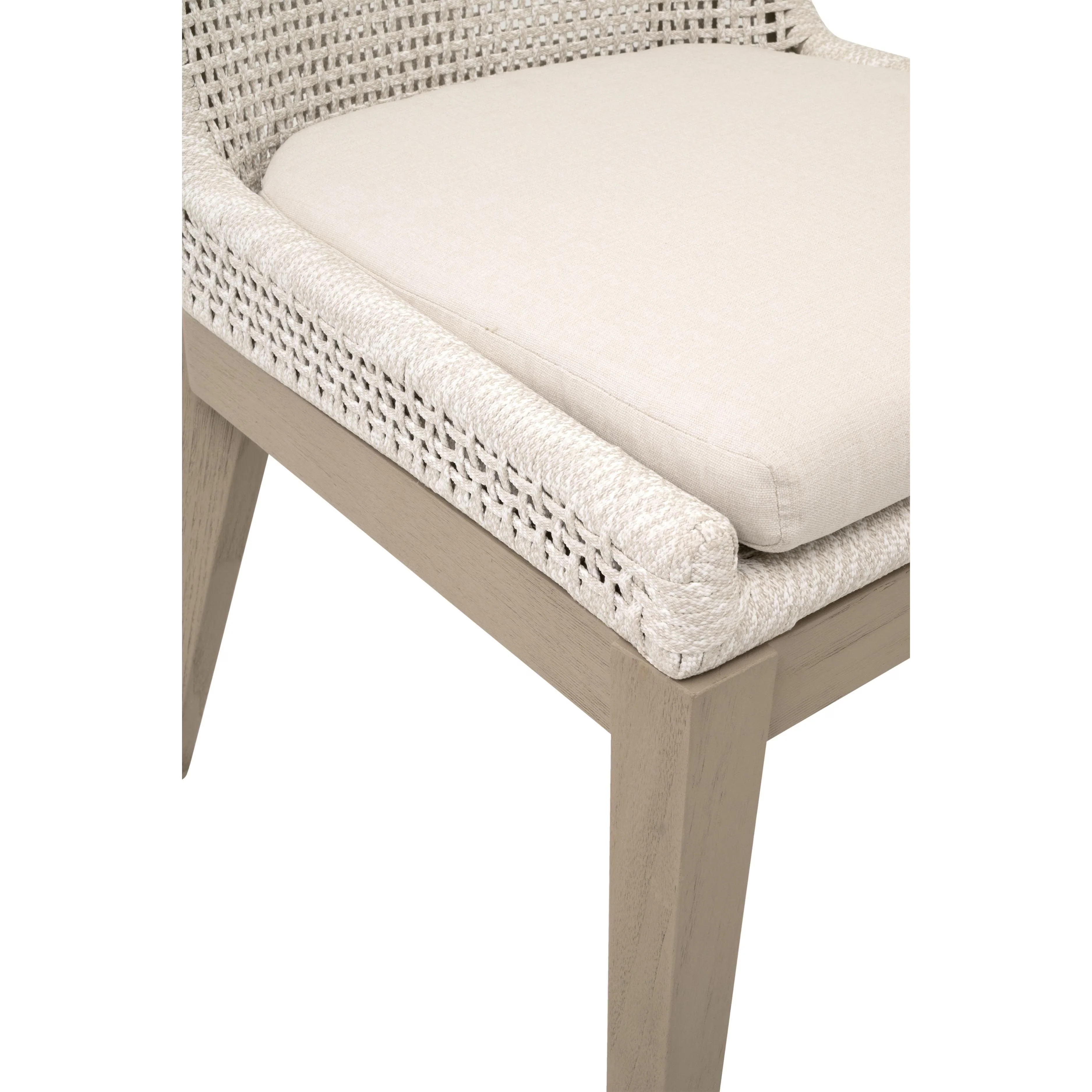 Essentials For Living Mesh Dining Chairs ~ Antique Lace Flat Rope, Performance Shell, Washed Ever Teak ~ Set Of Two - Image 7