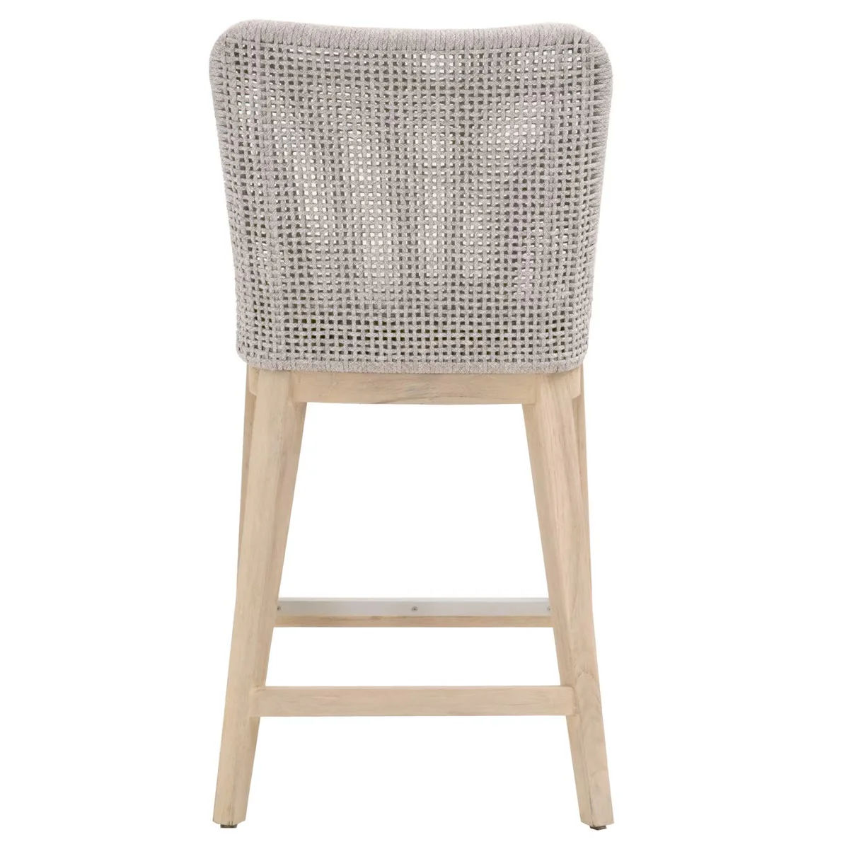 Essentials For Living Mesh Outdoor Counter Stool ~ Taupe & White Flat Rope, Gray Teak, Performance Pumice - Image 5