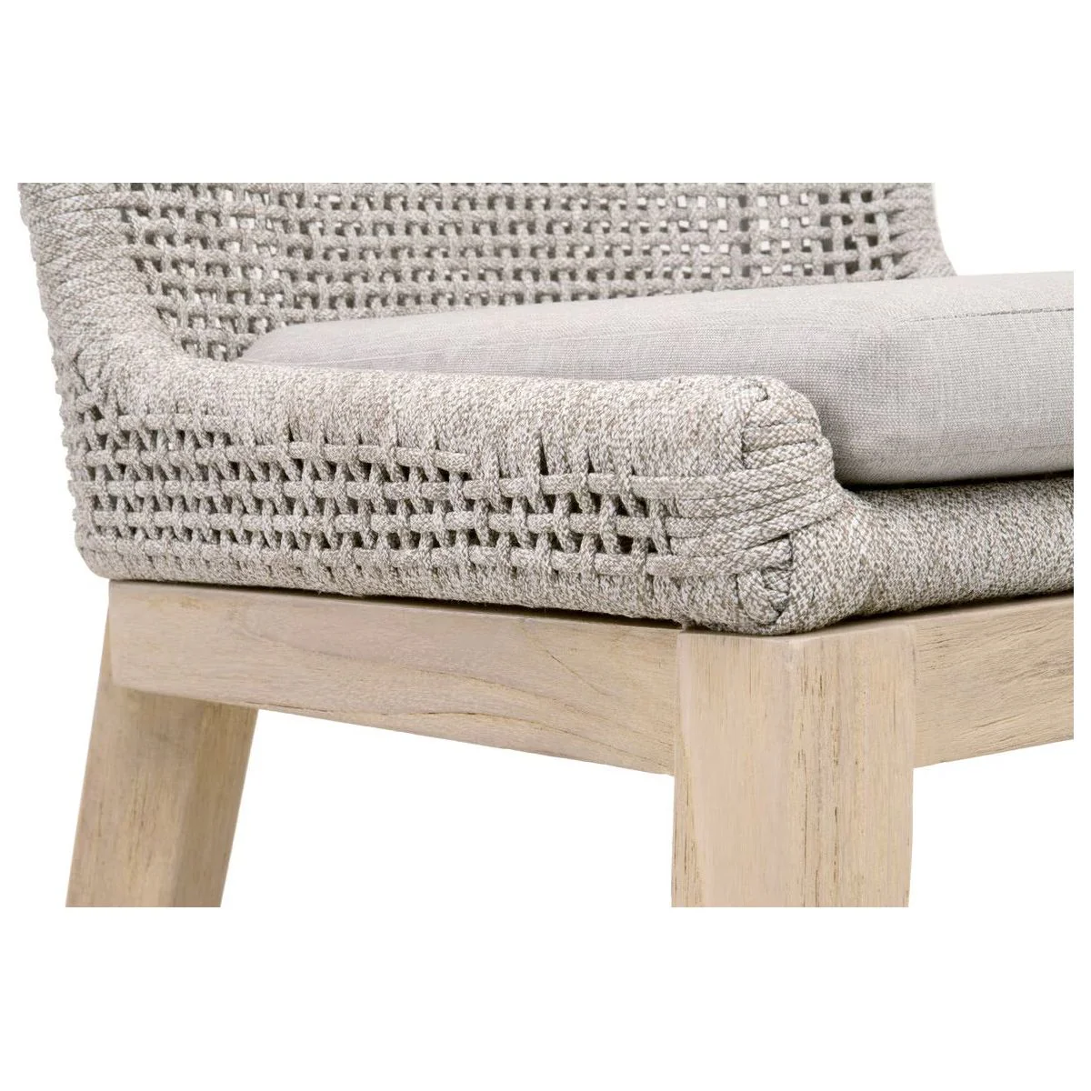 Essentials For Living Mesh Outdoor Counter Stool ~ Taupe & White Flat Rope, Gray Teak, Performance Pumice - Image 8