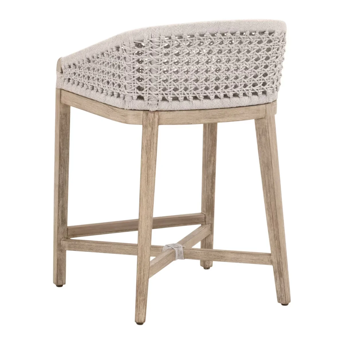 Essentials For Living Montecito Counter Stool~ White Speckle Round Rope, LiveSmart Peyton-Pearl With Natural Gray Mahogany Frame - Image 4